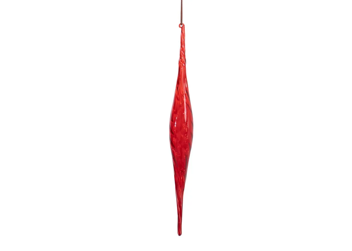 Box of 6 Red Large Hanging Finial - Christmas Decoration