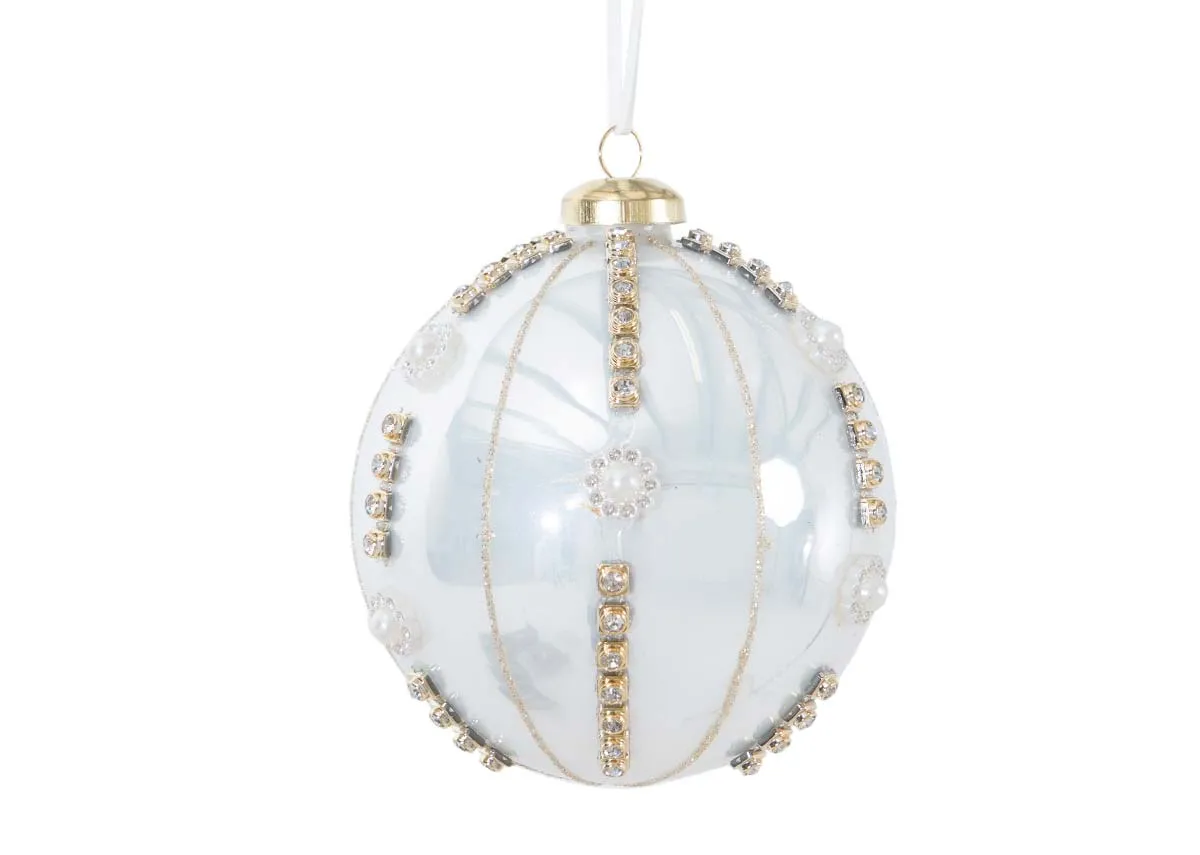 Box of 6 Gold Jewel Pearl - Christmas Bauble