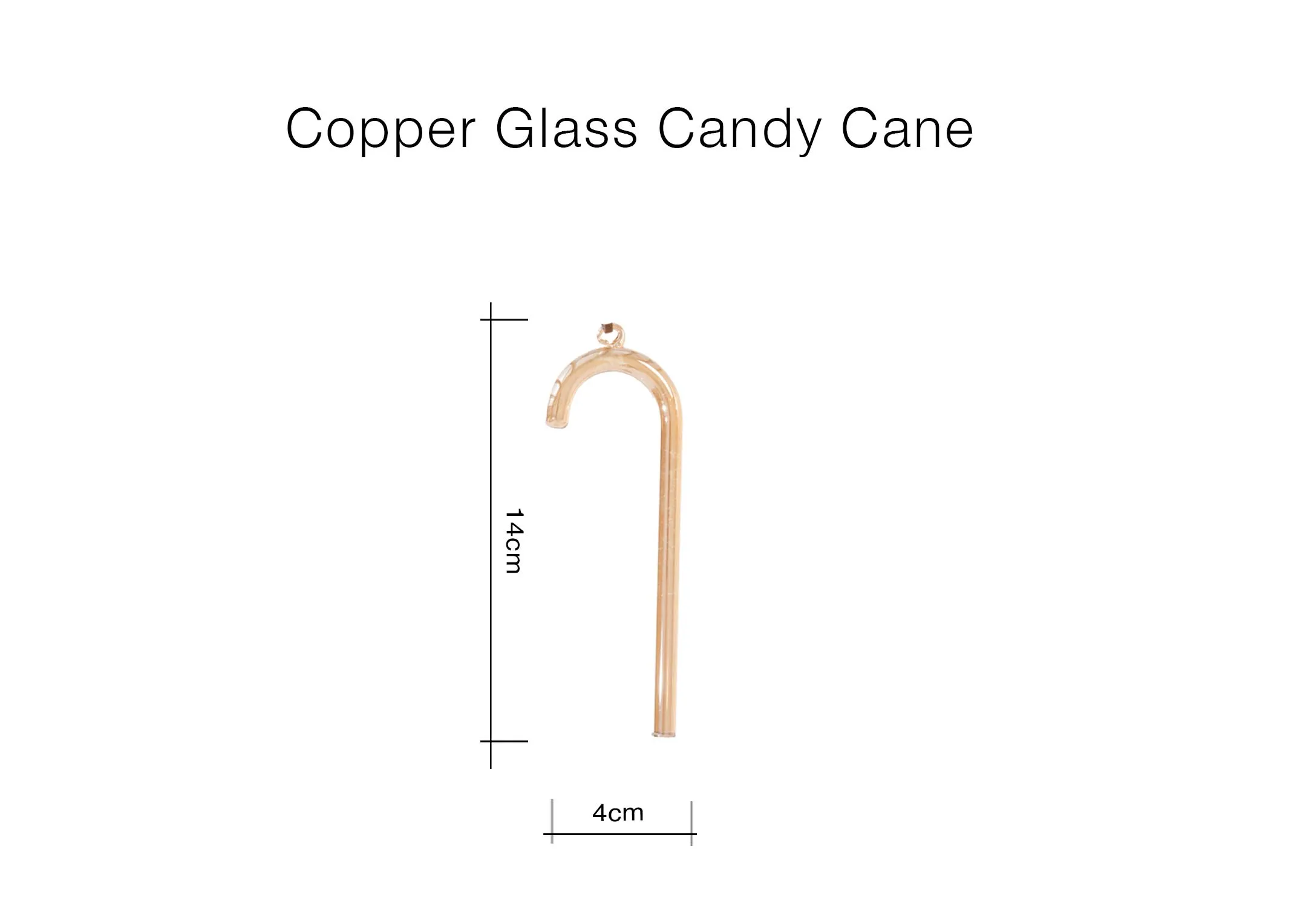 A dimension image of the Copper Glass Cane with 4cm x 14cm