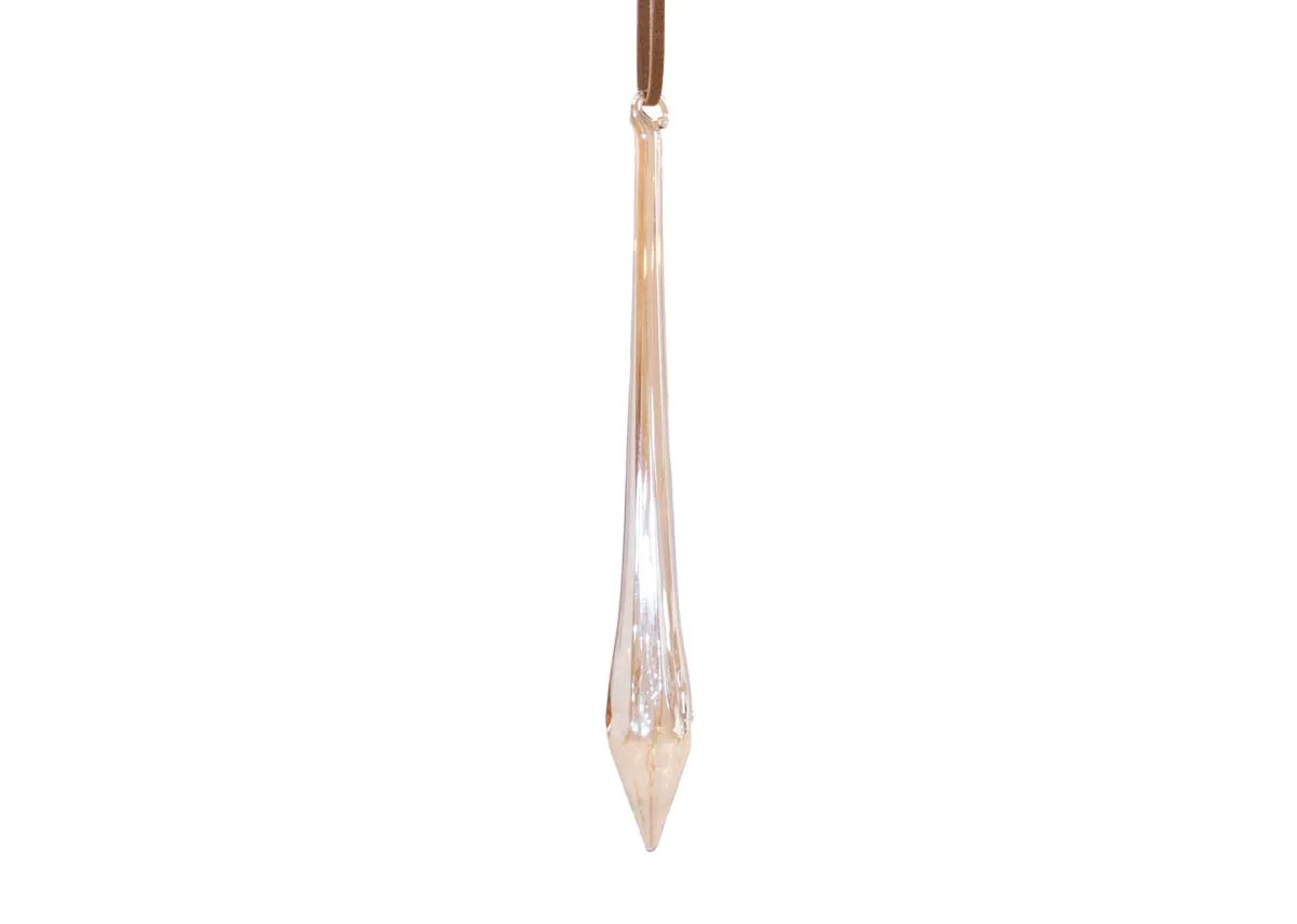 Box of 12 Small Copper Glass Drop Icicle - Christmas Decoration