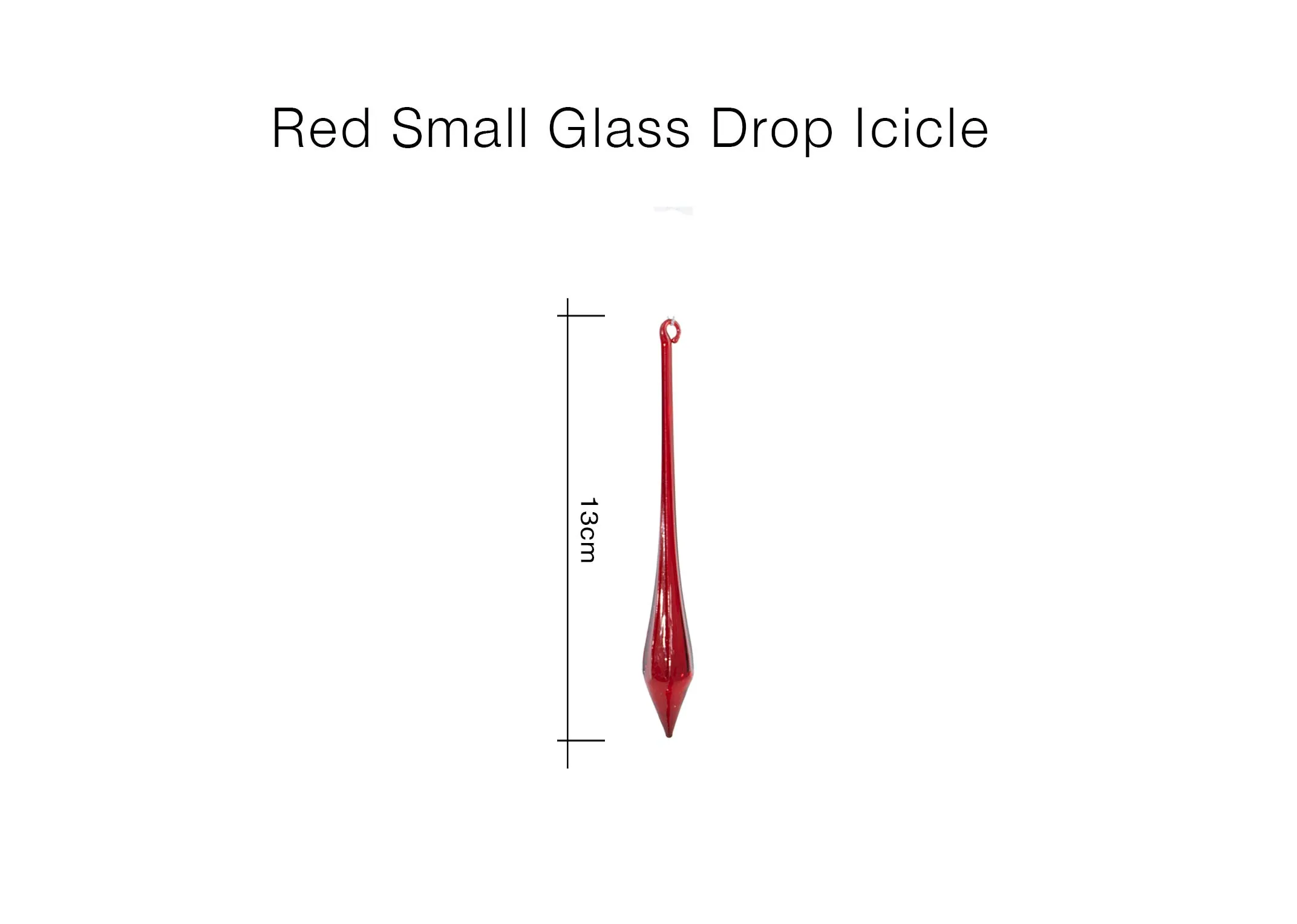 A dimension image of the Red Drop Icicle with 13cm