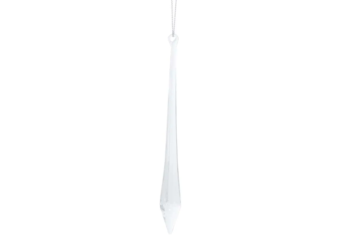 Box of 12 Large Clear Glass Drop Icicle - Christmas Decoration
