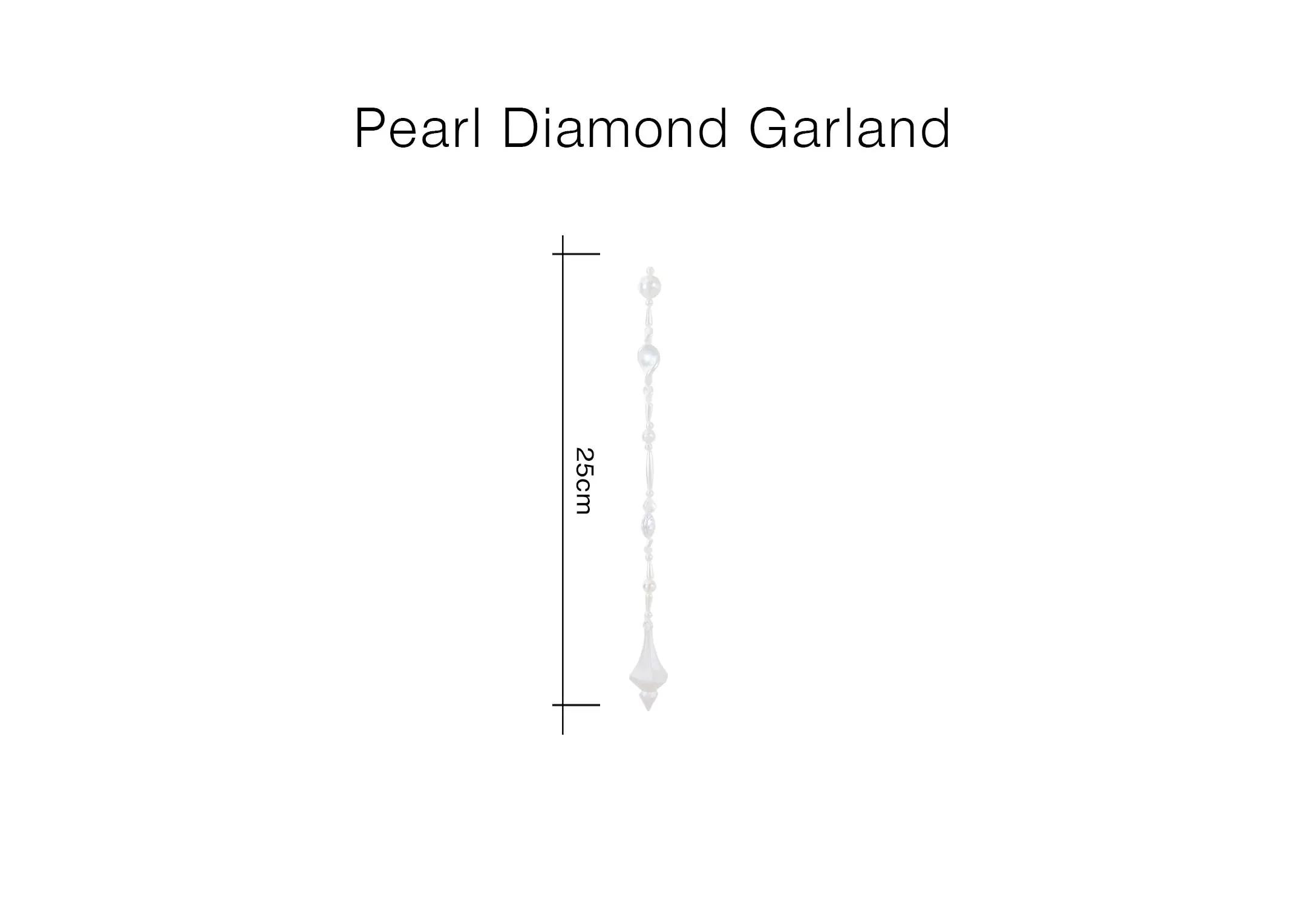 A dimension image of the Pearl Diamond garland with 31cm