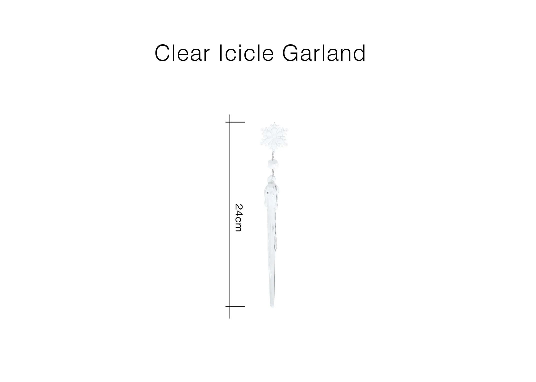 A dimension image of the Clear icicle garland with 24cm