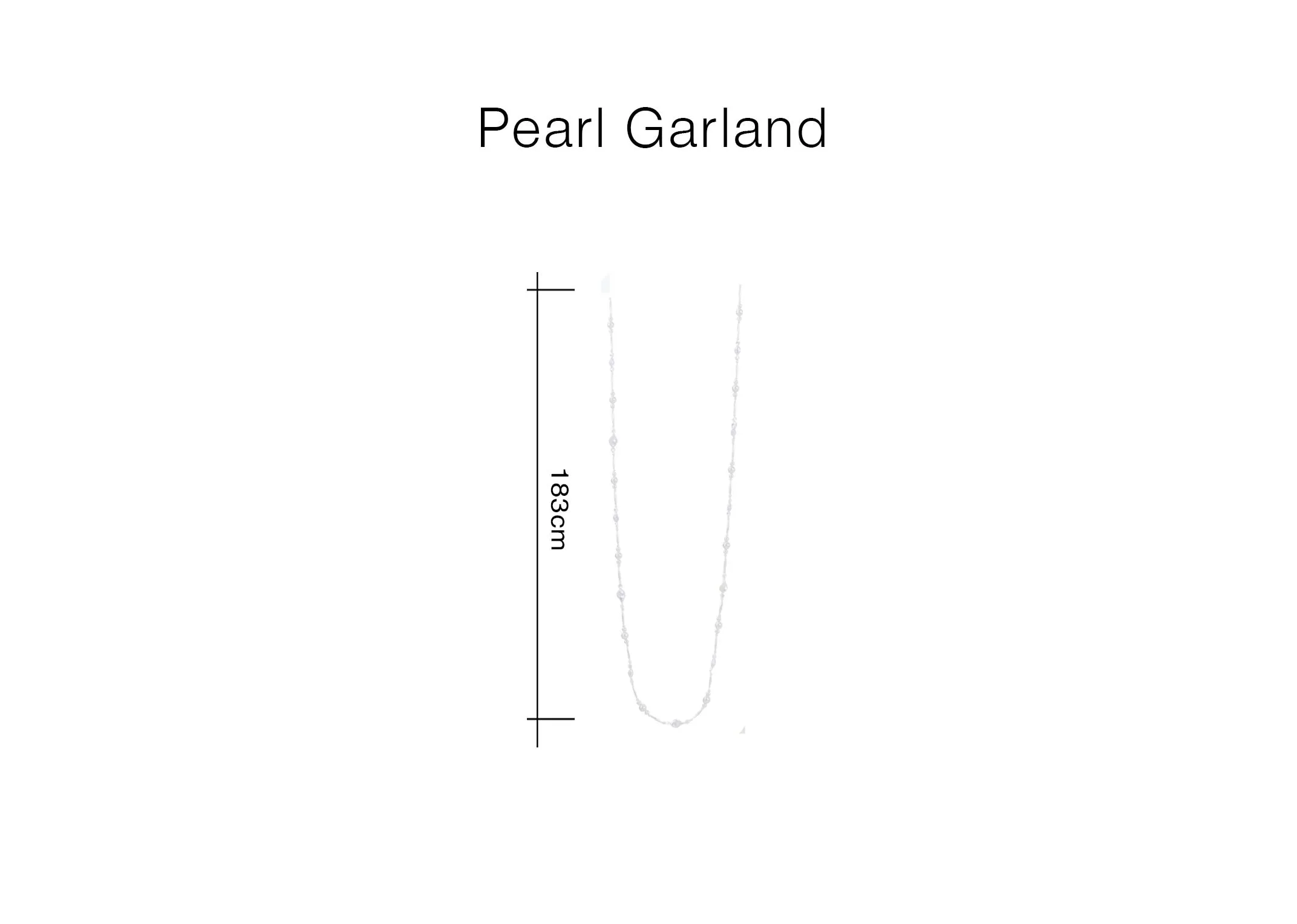 A dimension image of the Pearl Garland with 183cm