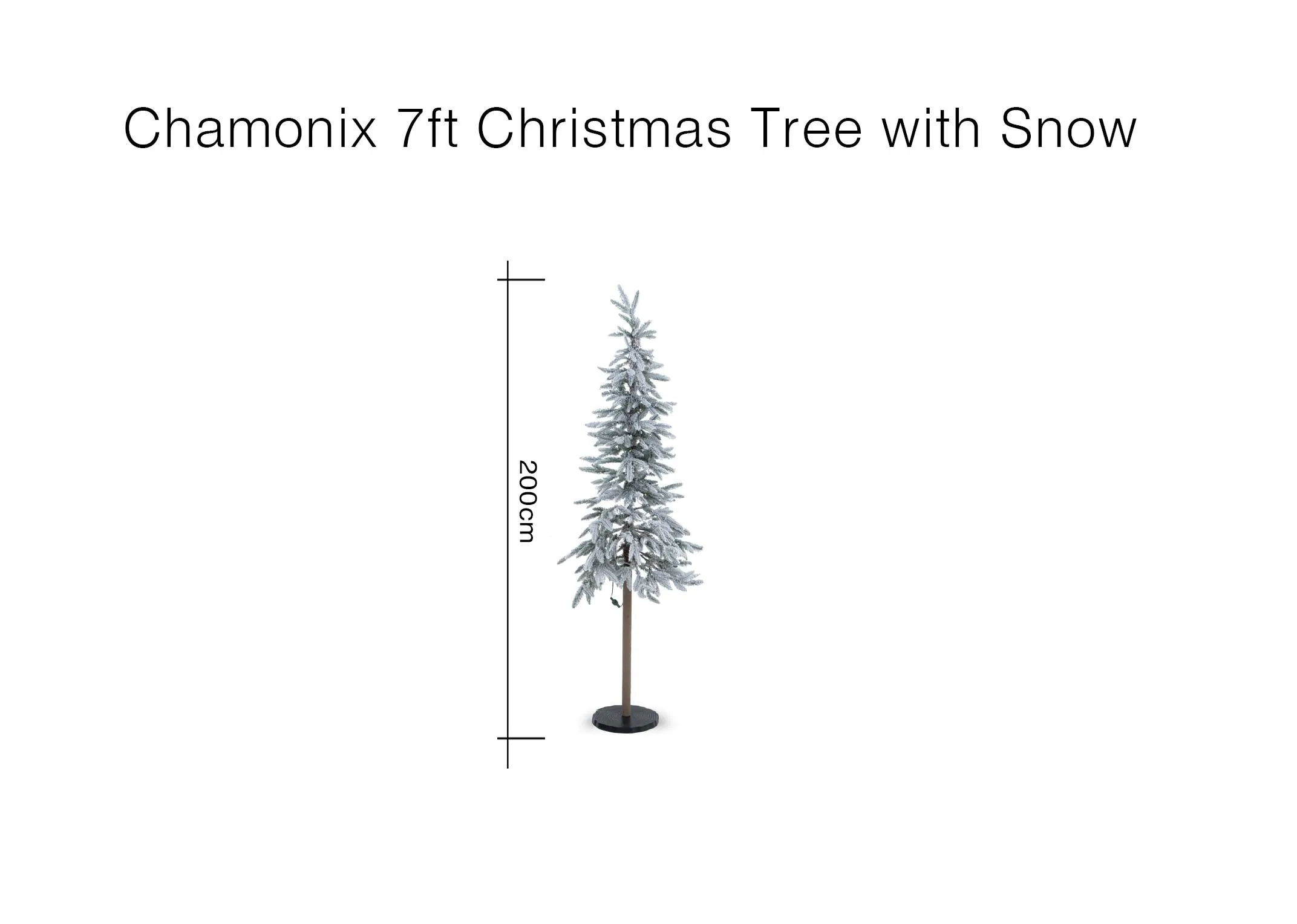 A dimension image of the Chamonix Tree with 200cm