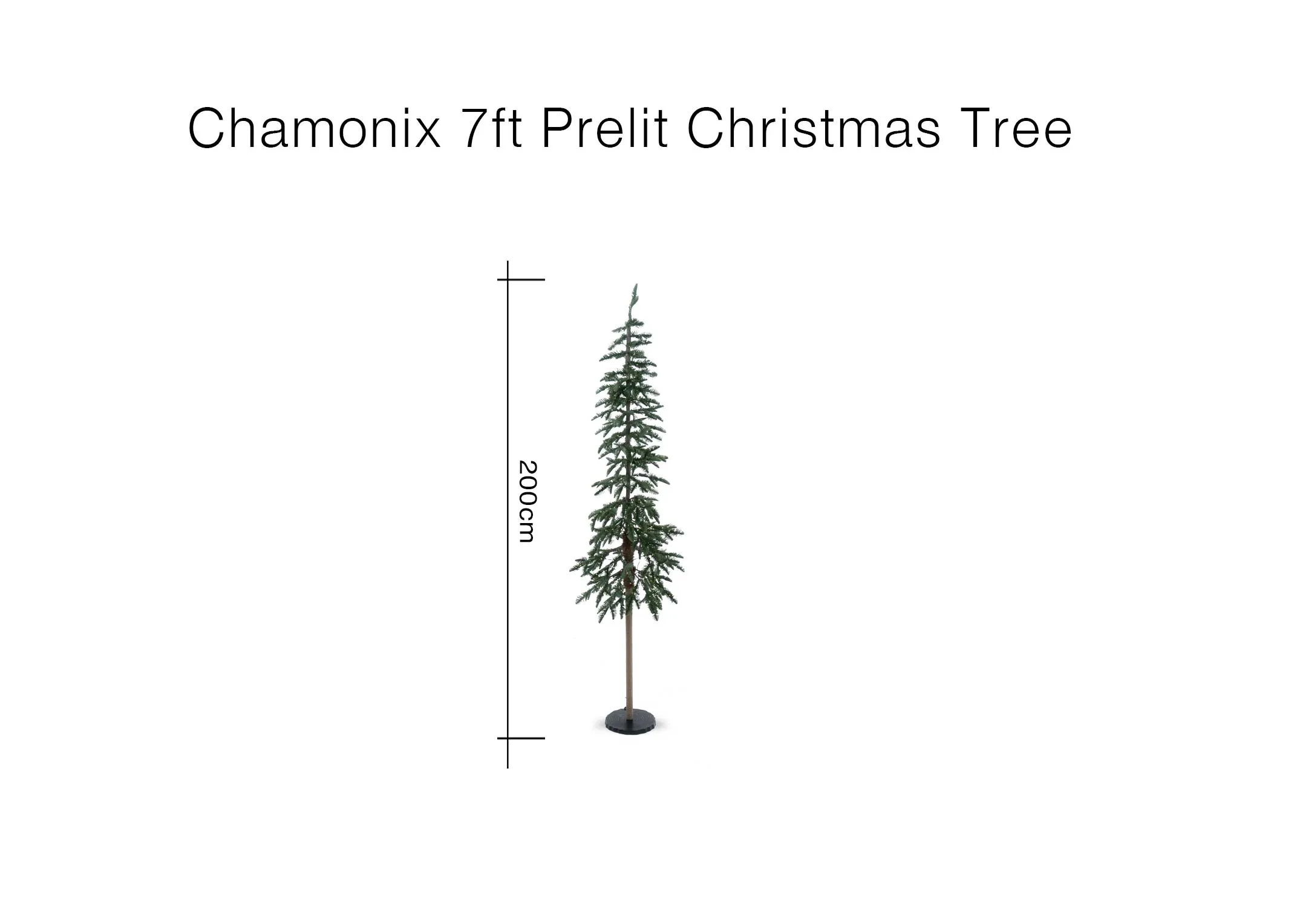 A dimension image of the Chamonix Tree with 200cm