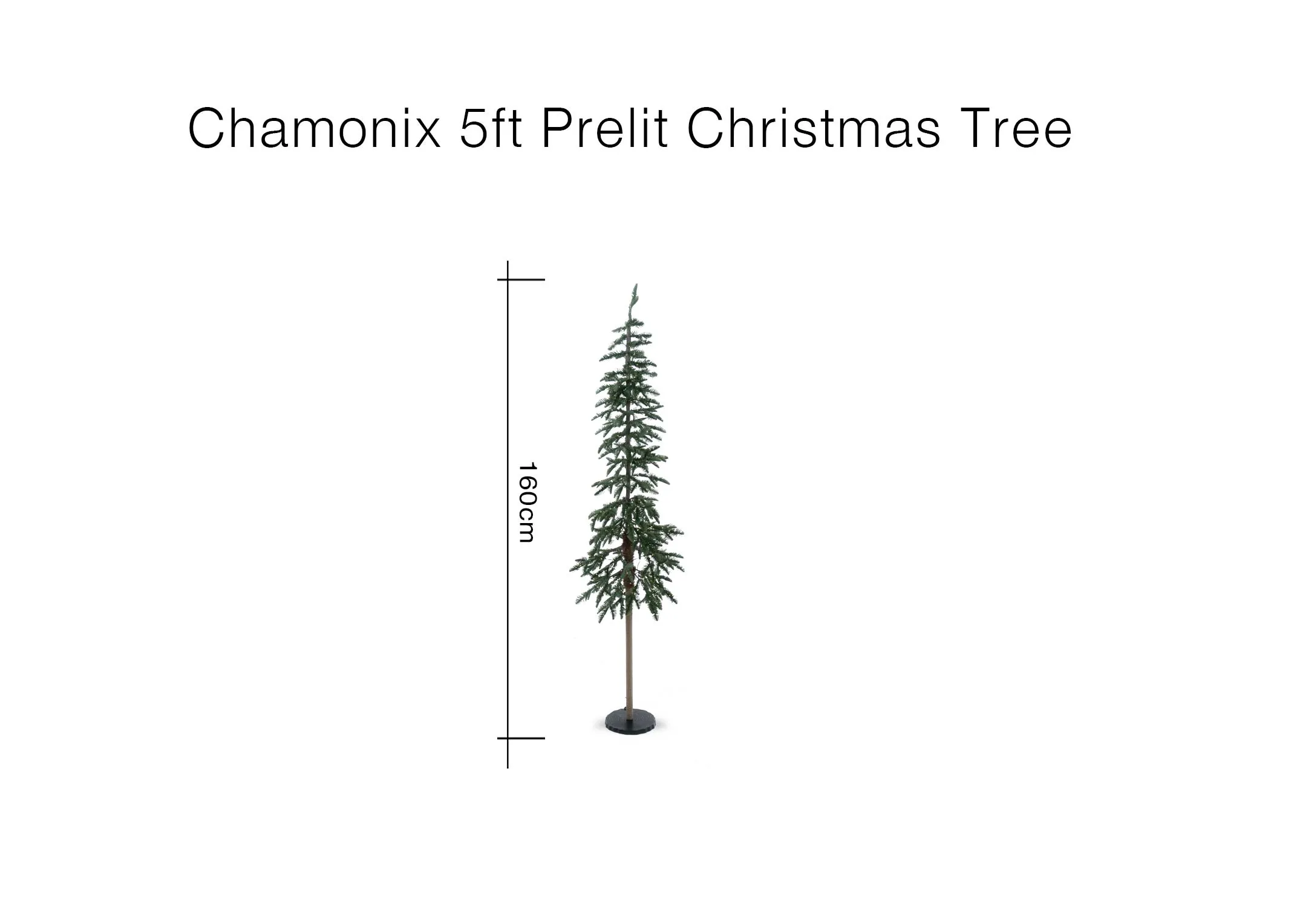 A dimension image of the Chamonix Tree with 160cm