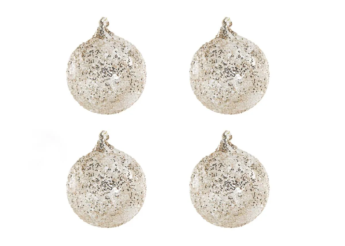 Set of 4 8cm Gold Baubles - Do You Hear What I Hear