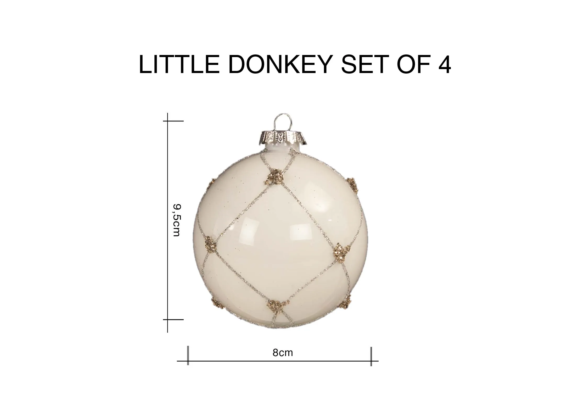 A dimension image of the Little Donkey set with 8cm
