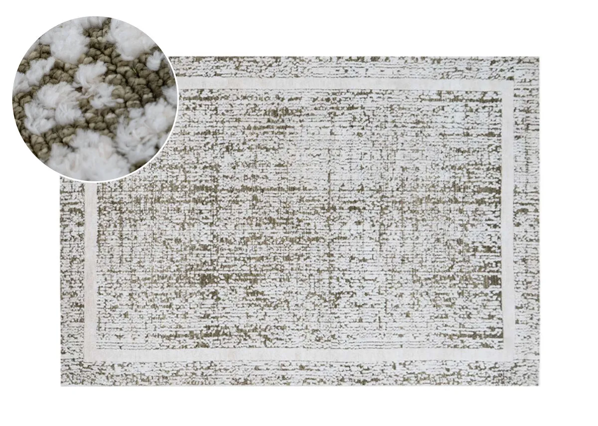 Green & Ivory 120cm x 170cm Small Rug - Moray