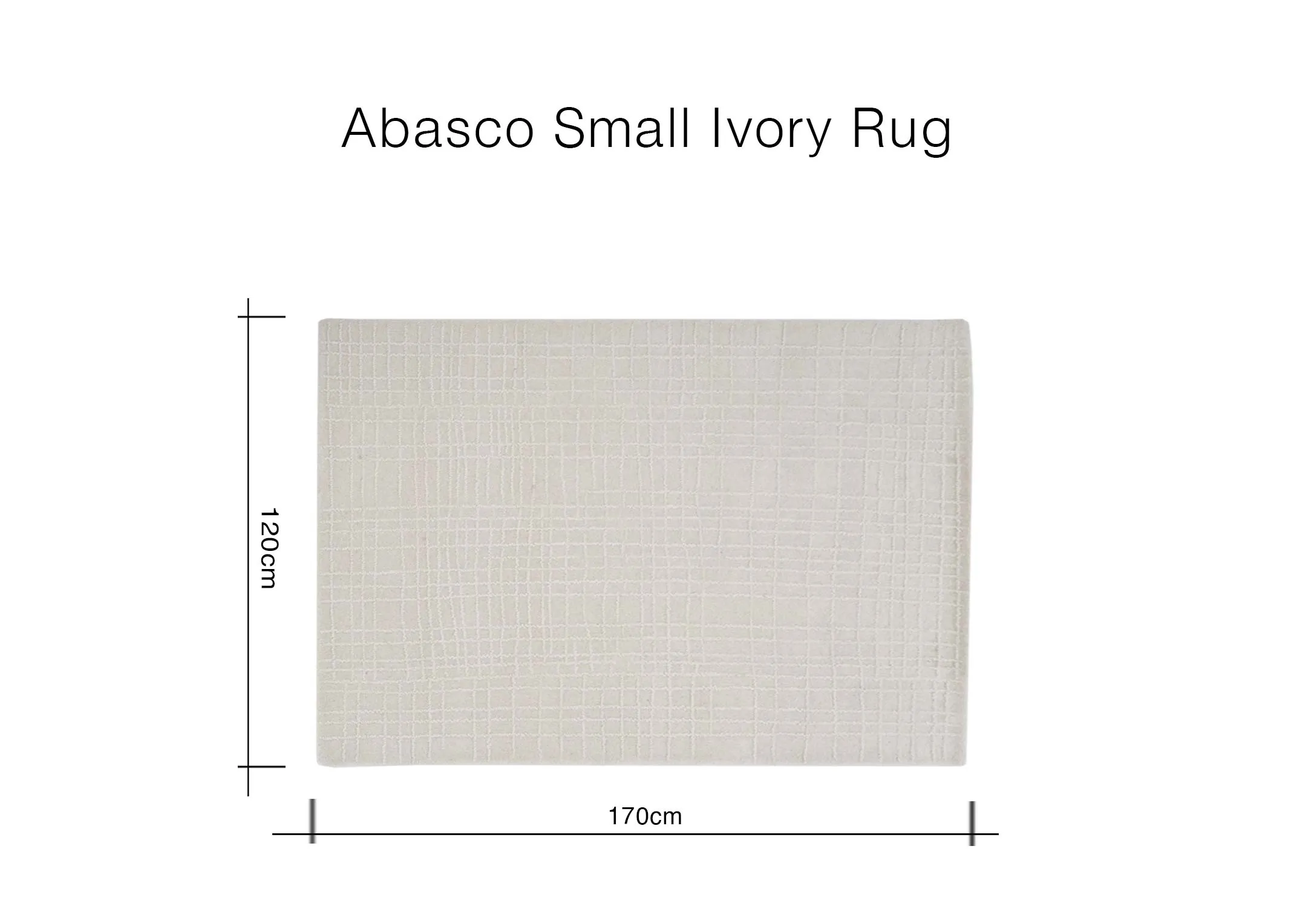 A dimension image of the Abasco rug with 120cm x 170cm