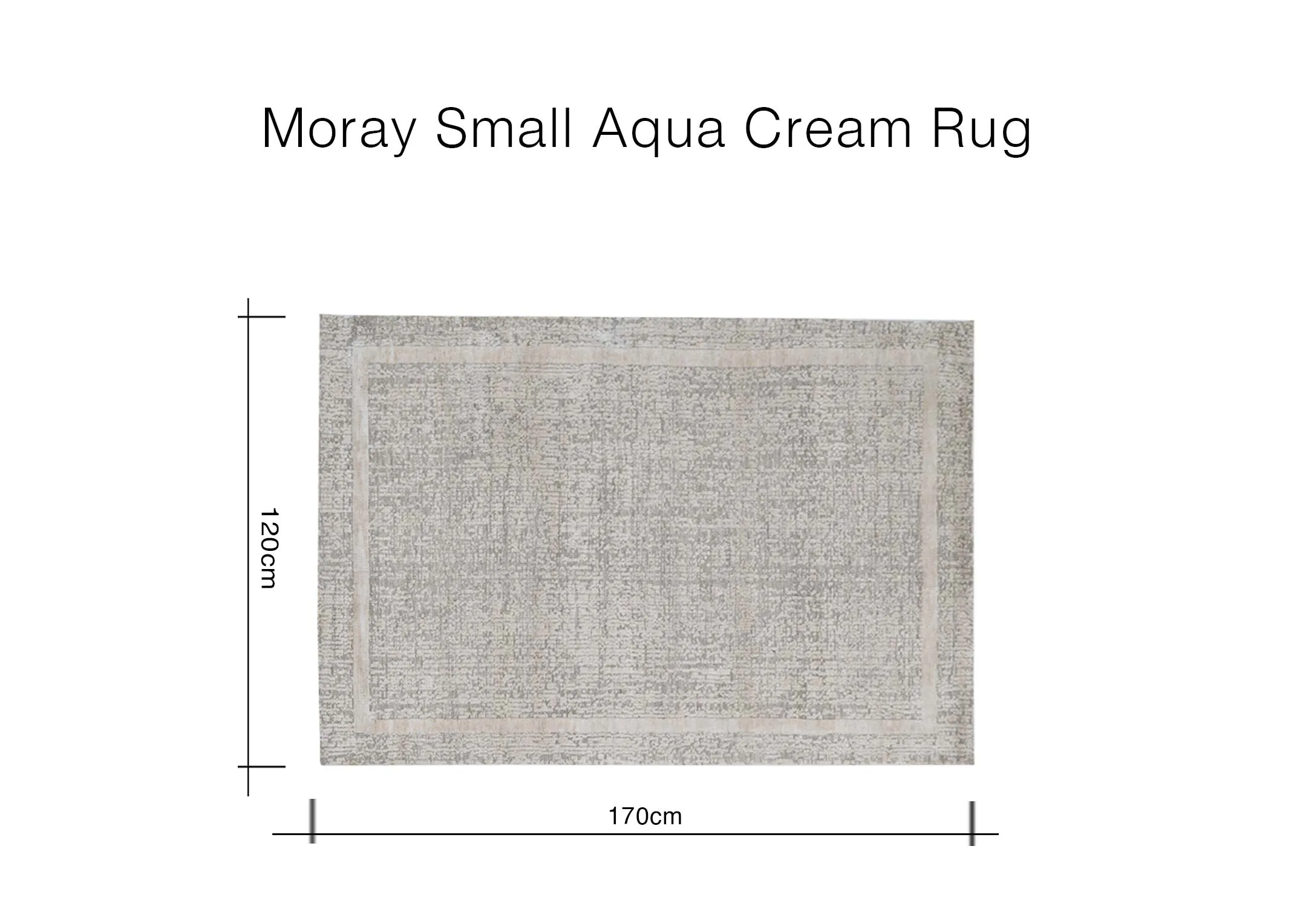 A dimension image of the Moray small rug with 120cm x 170cm