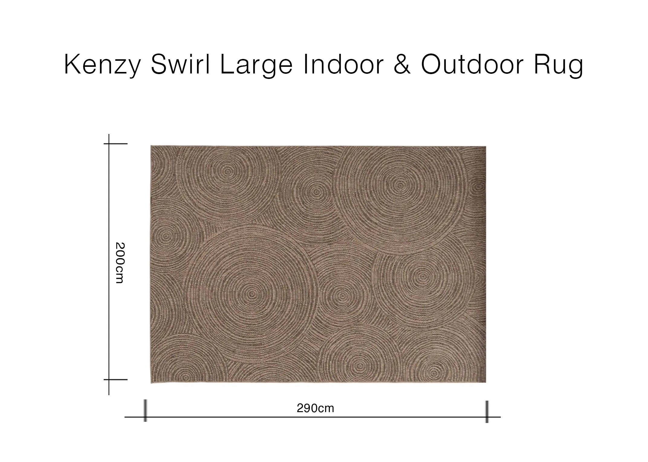 A dimension image of the Kenzy Large Outdoor Rug with 290cm x 200cm