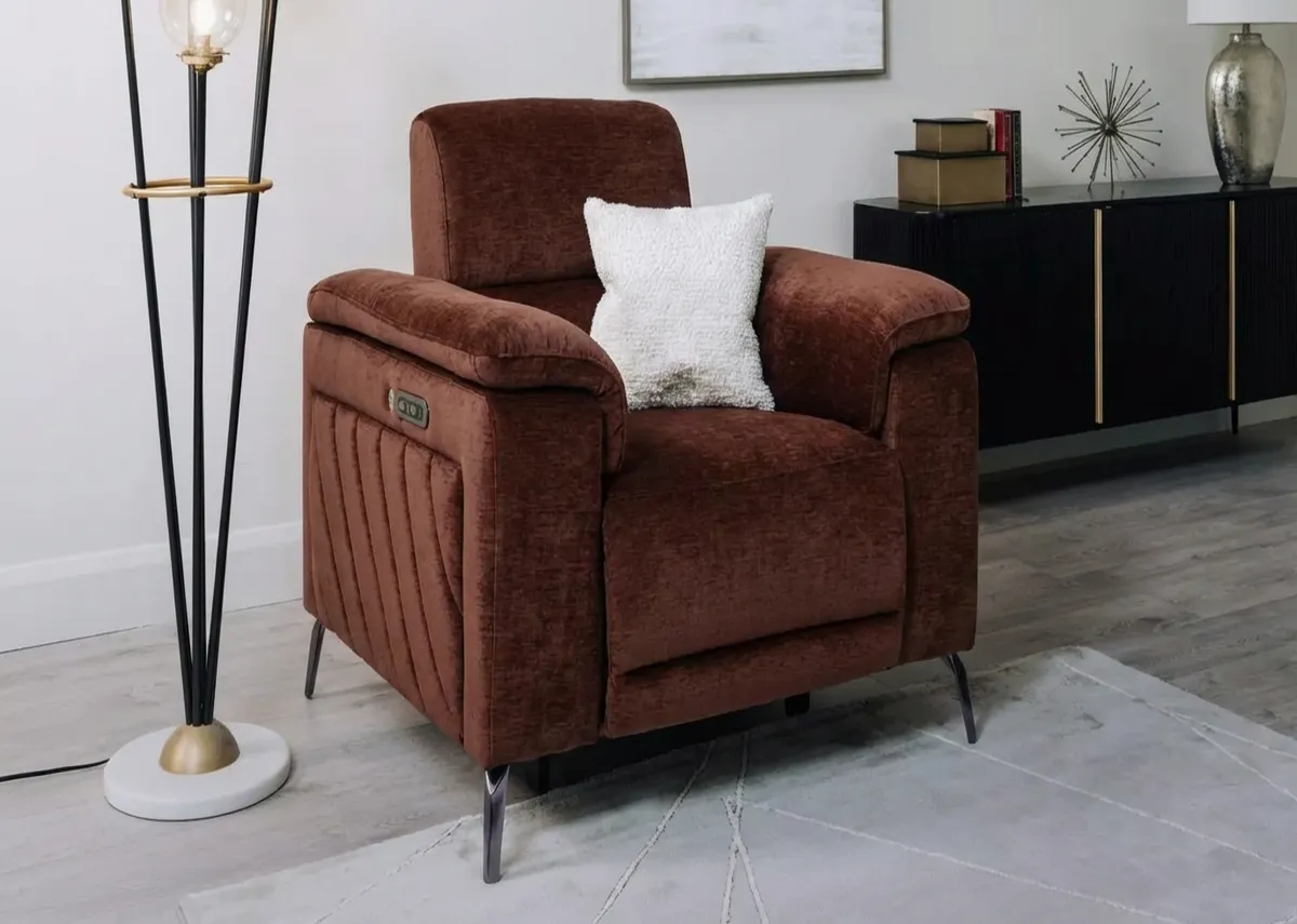 Rust Brown Fabric Power Recliner - Paige