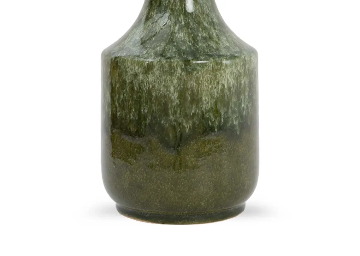 A shiny green vase from EZ Livings Tezu range. Closeup of wide base