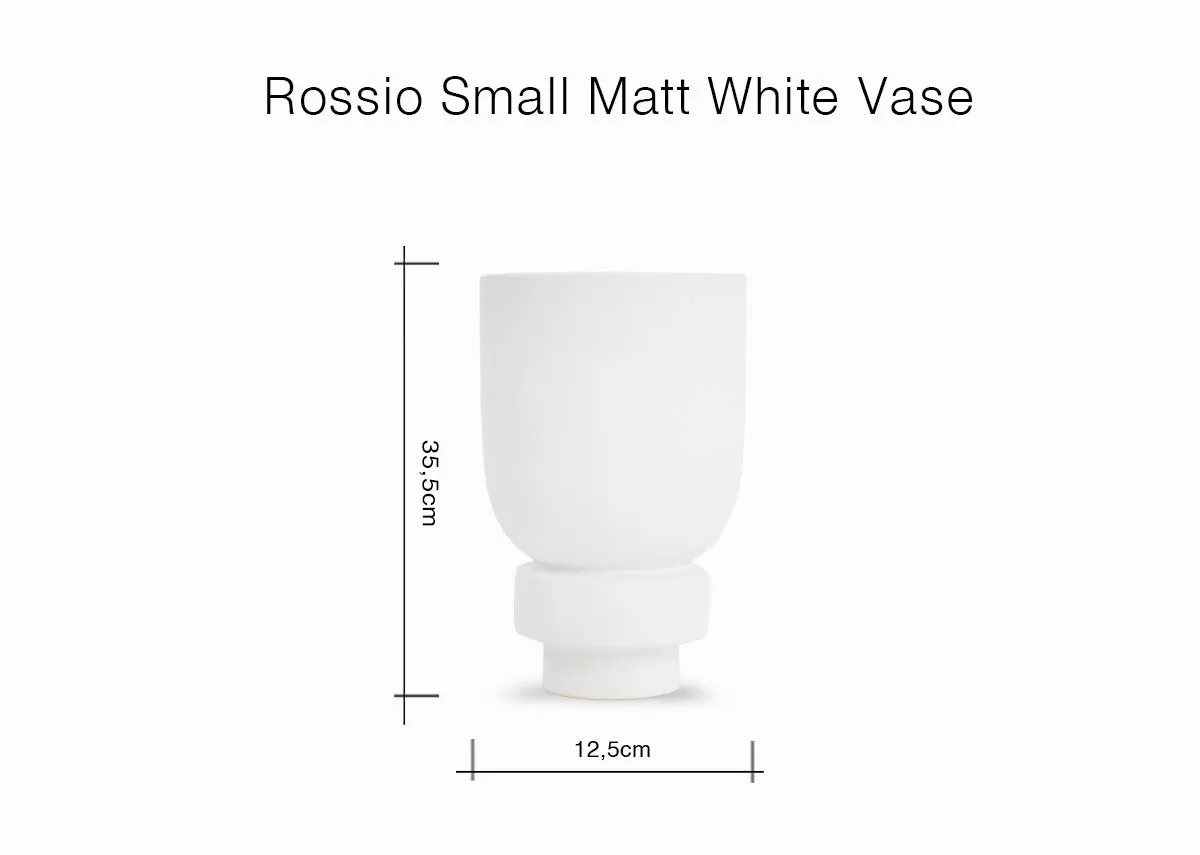 A dimension image of the Rossio Small Vase with 12.5cm x 35.5cm
