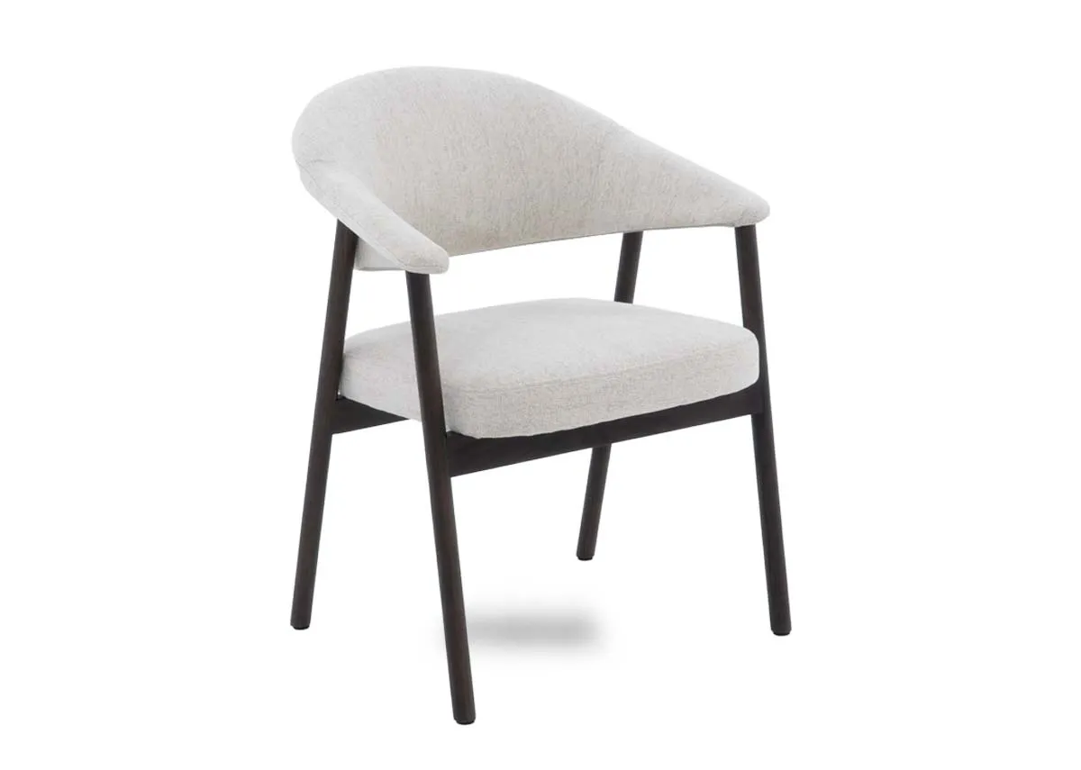 Dark Brown Dining Chair with Beige Fabric Seat - Elk (Flow)