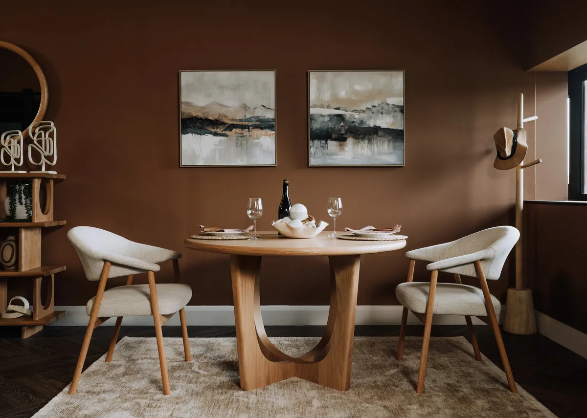 Natural Oak Dining Chair with Beige Fabric Seat - Elk (Flow)