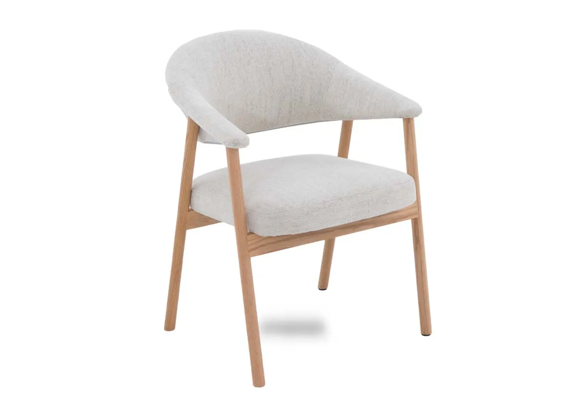 Natural Oak Dining Chair with Beige Fabric Seat - Elk (Flow)