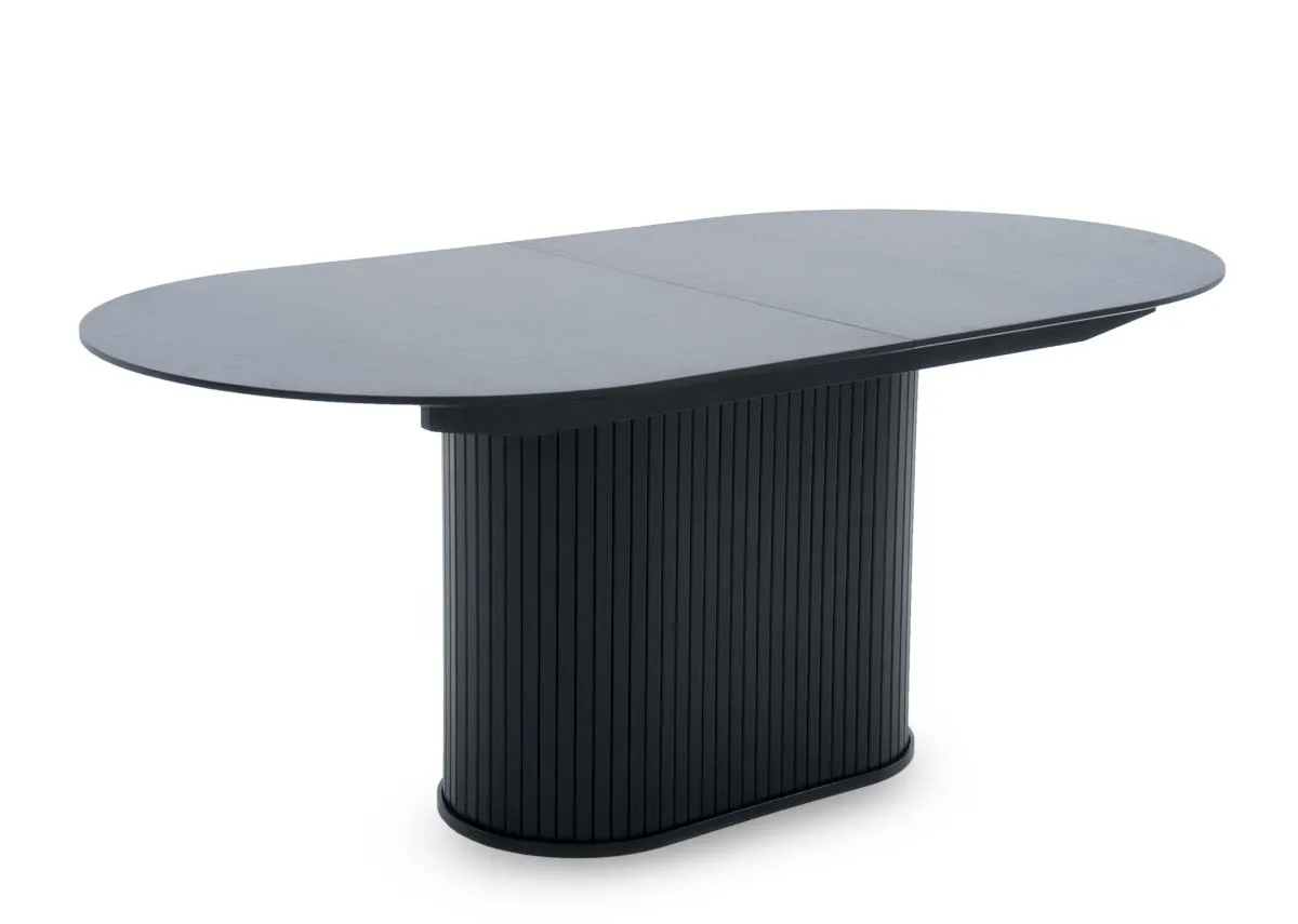 180cm - 230cm Black Oak Extendable Oval Dining Table - Nola