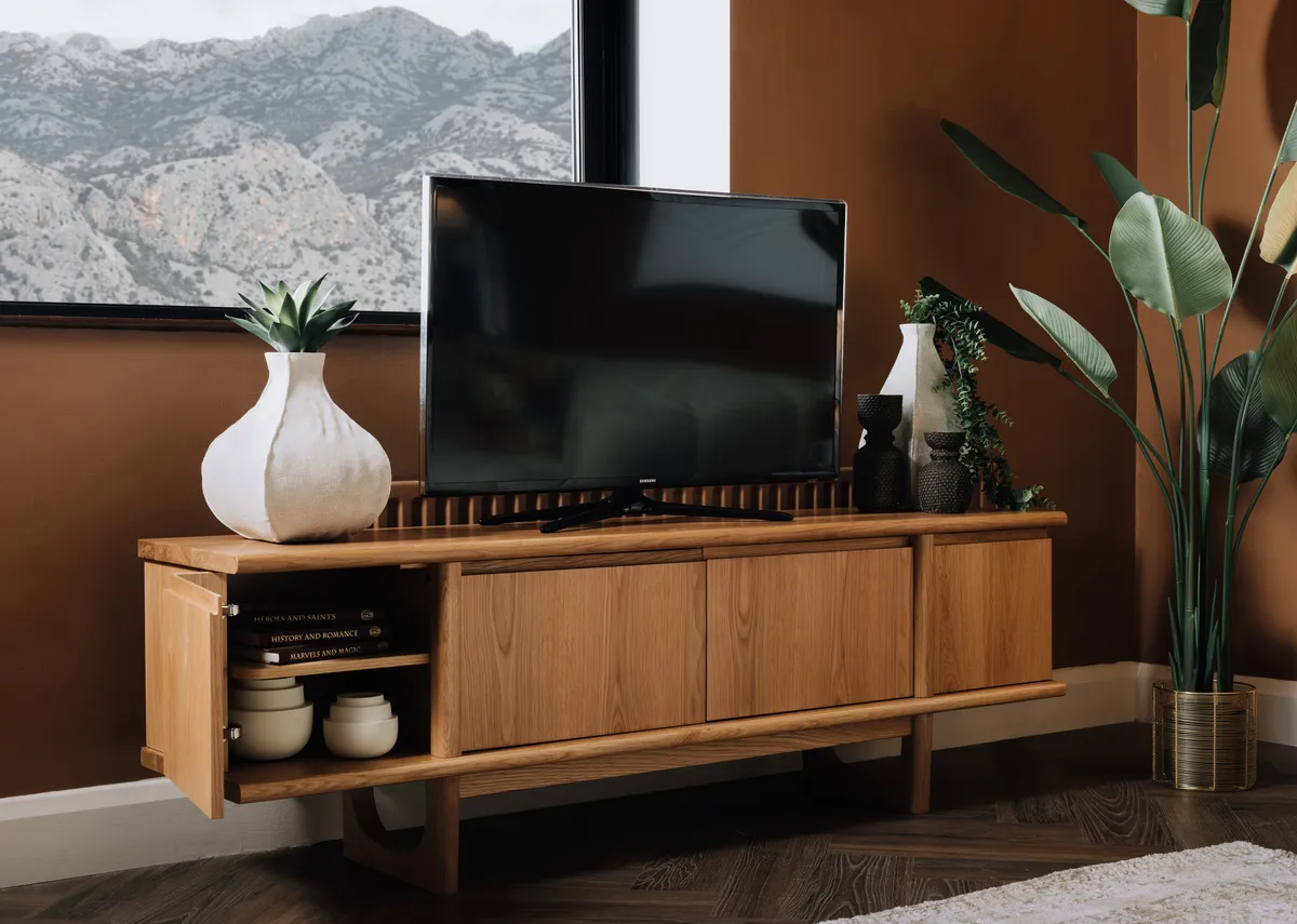 4 Door Natural Oak TV Unit - Flow