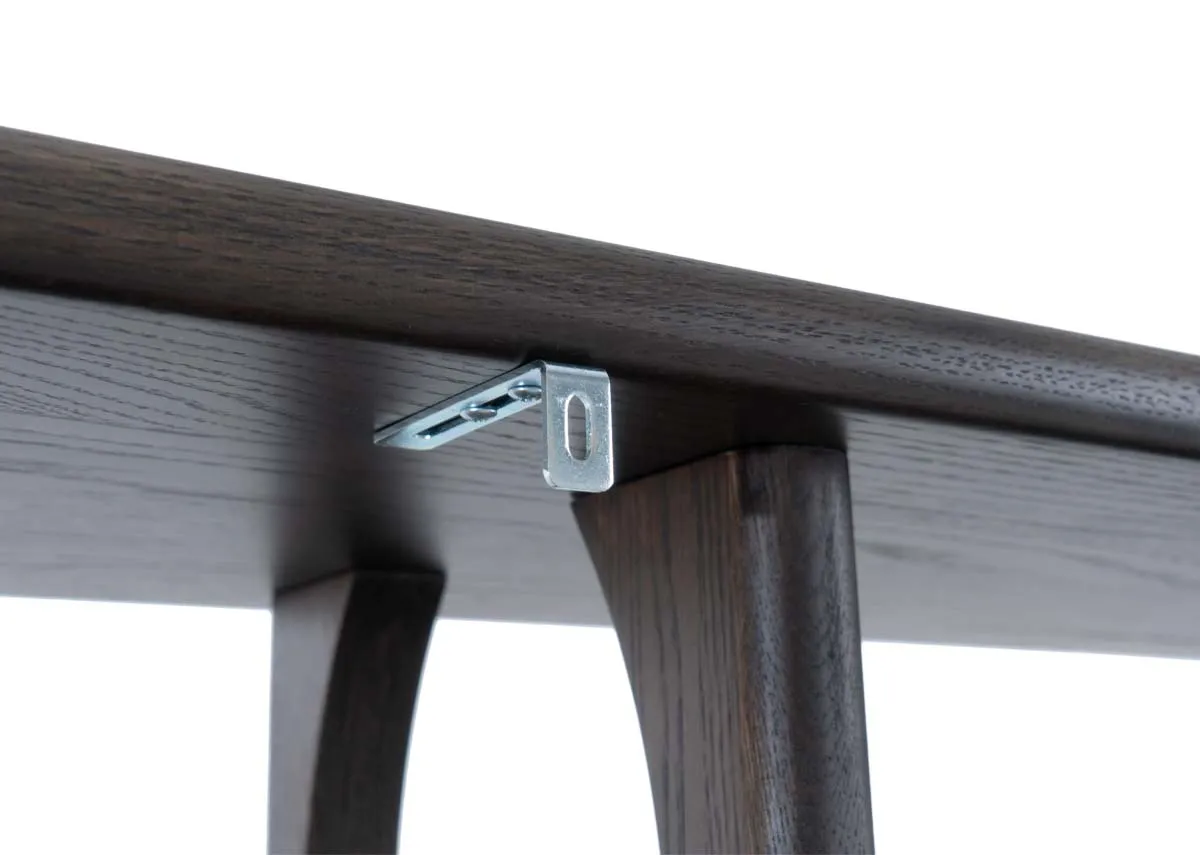 A dimension image of the Flow dark brown display unit with 95cm x 181cm x 38cm