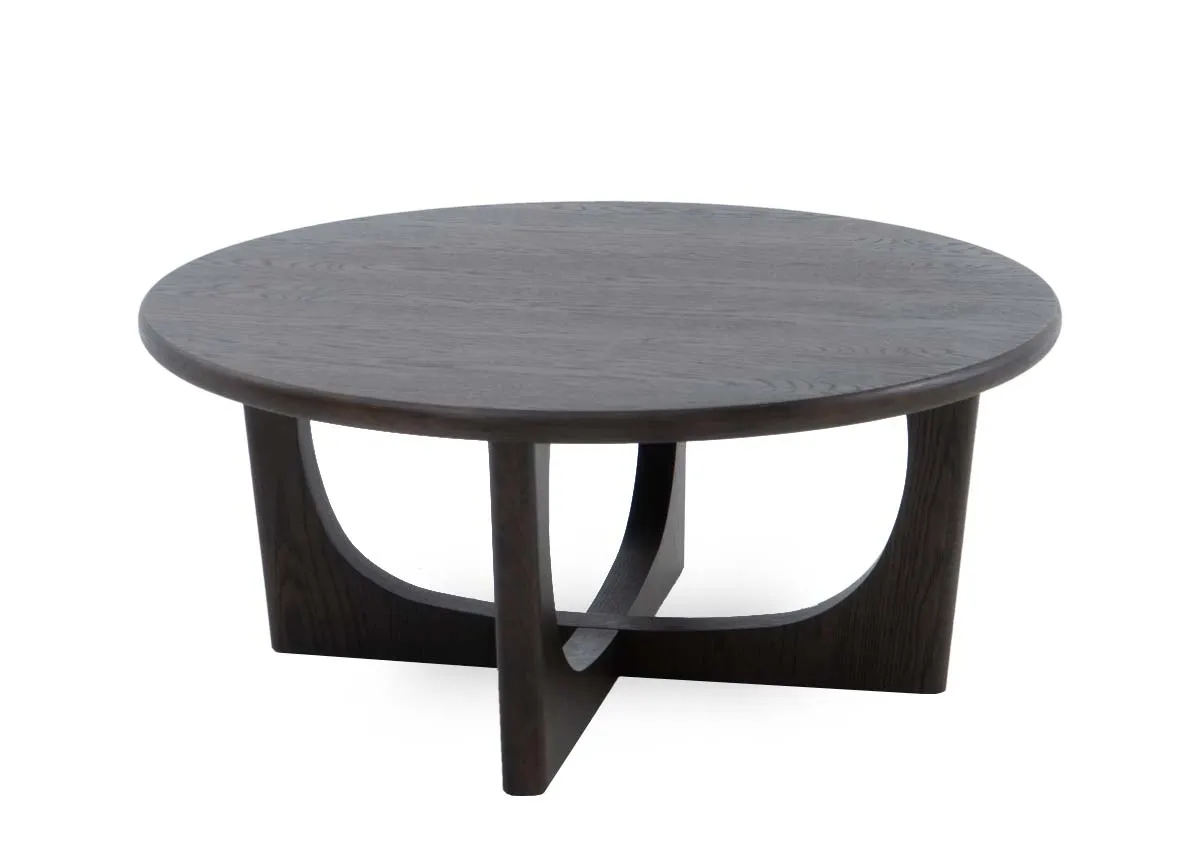 Dark Brown Oak Round Coffee Table - Flow