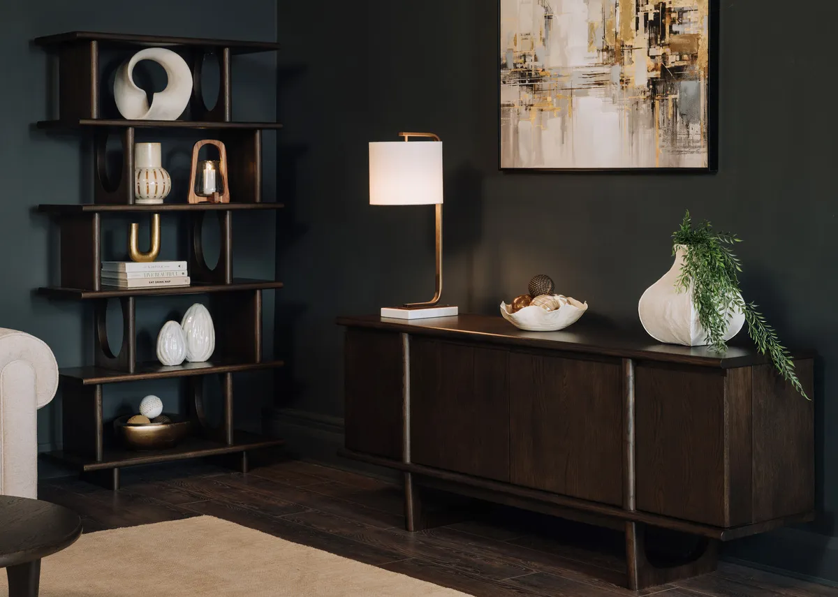 4 Door Dark Brown Oak Sideboard - Flow