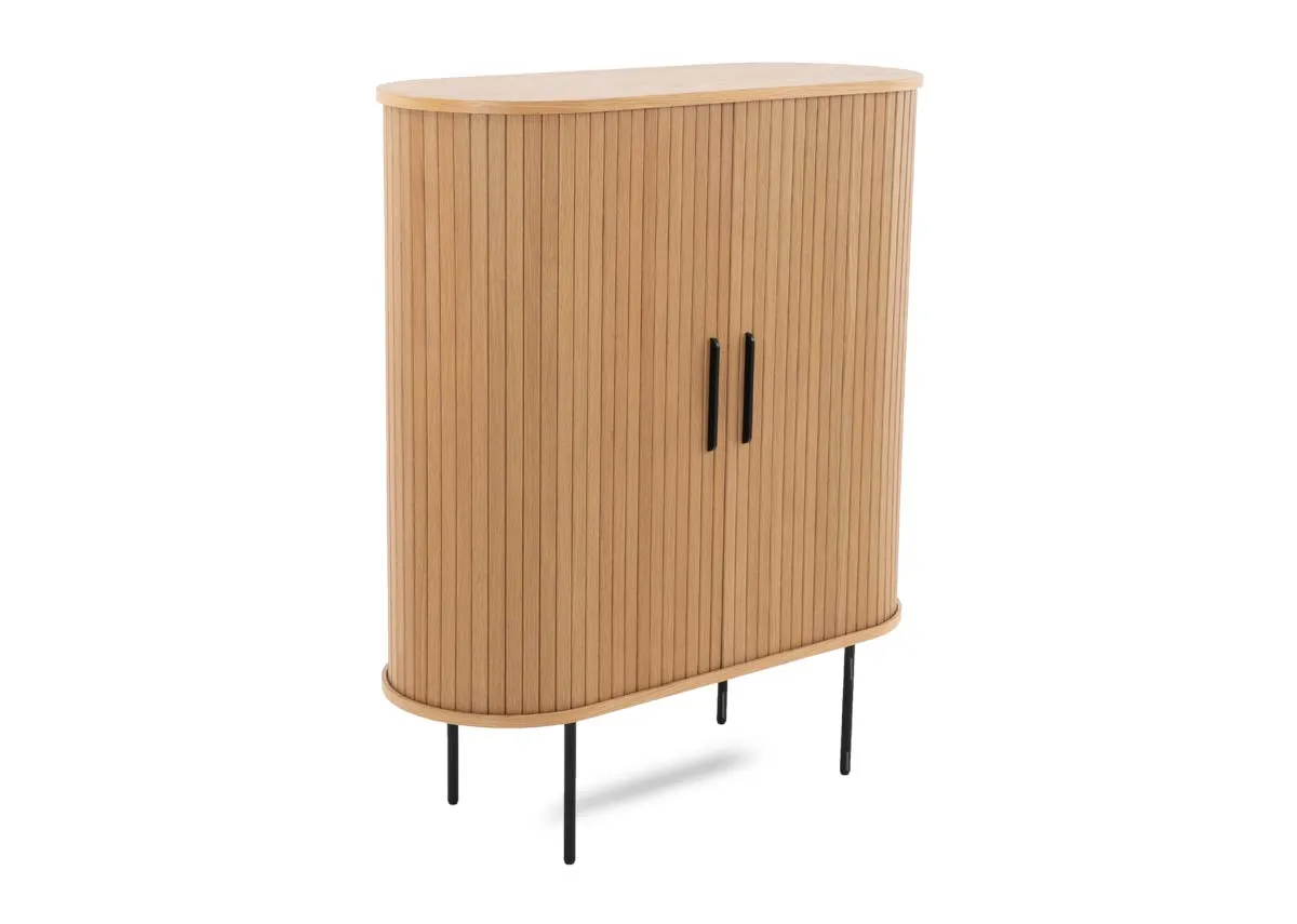2 Door Natural Oak Tambour Cabinet - Nola