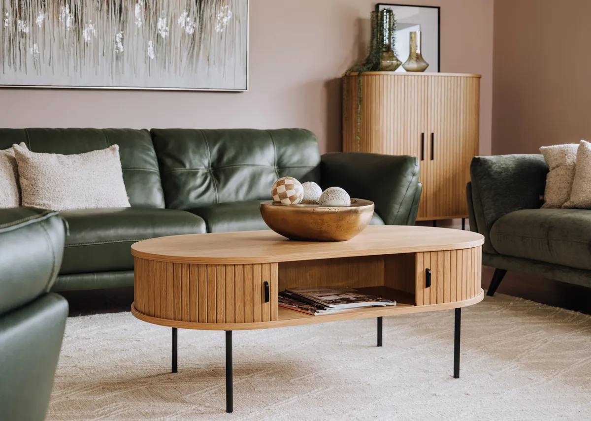 A lifestyle image of the Nola coffee table with toscana sofa range.