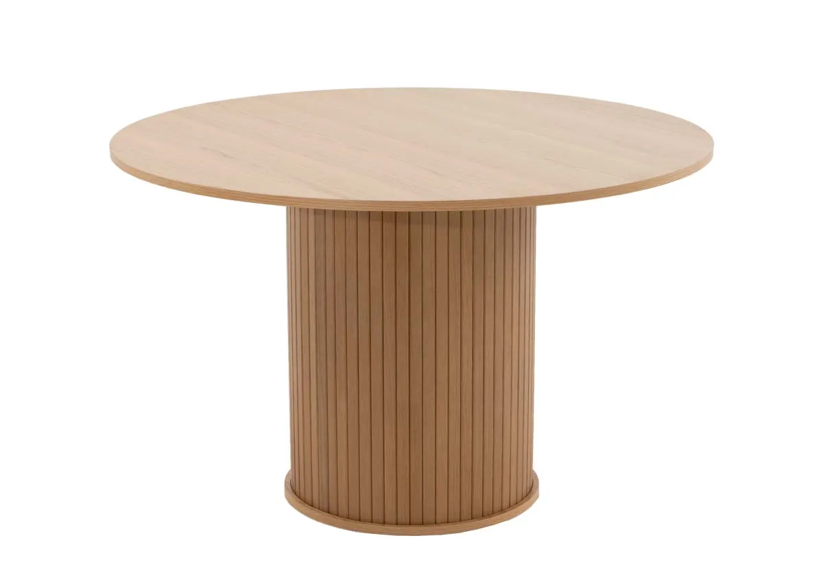 120cm Natural Oak Round Dining Table - Nola
