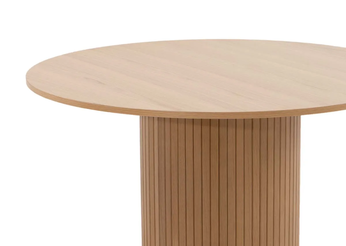 A dimension image of the Nola Natural oak table with 120cm x 75cm