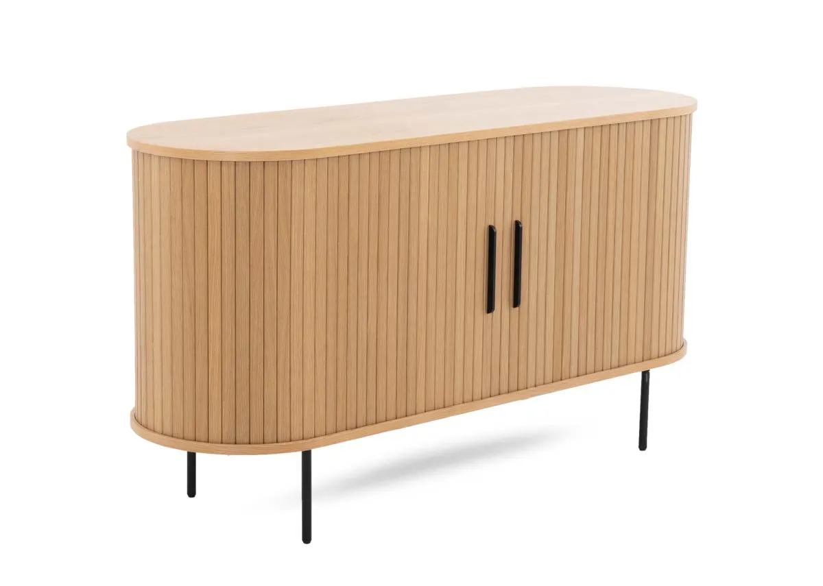 2 Door Natural Oak Tambour Sideboard - Nola