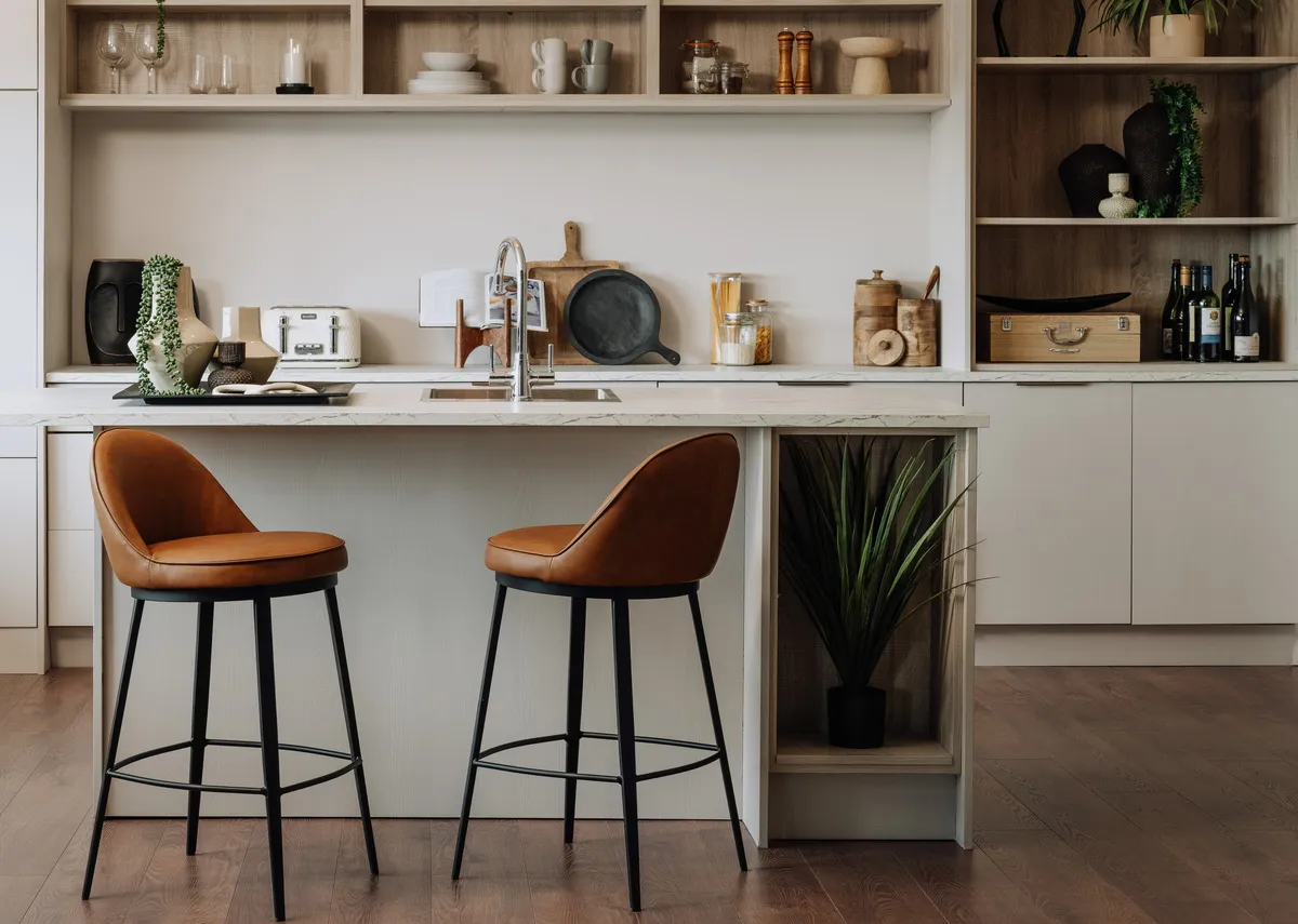 Brown Faux Leather Counter Bar Stool - Gain