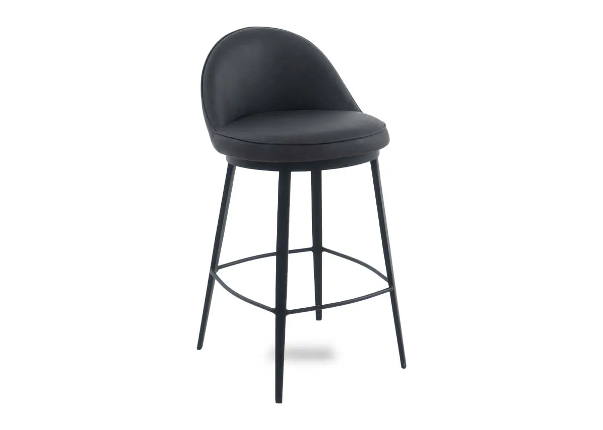 Dark Grey Faux Leather Counter Bar Stool - Gain