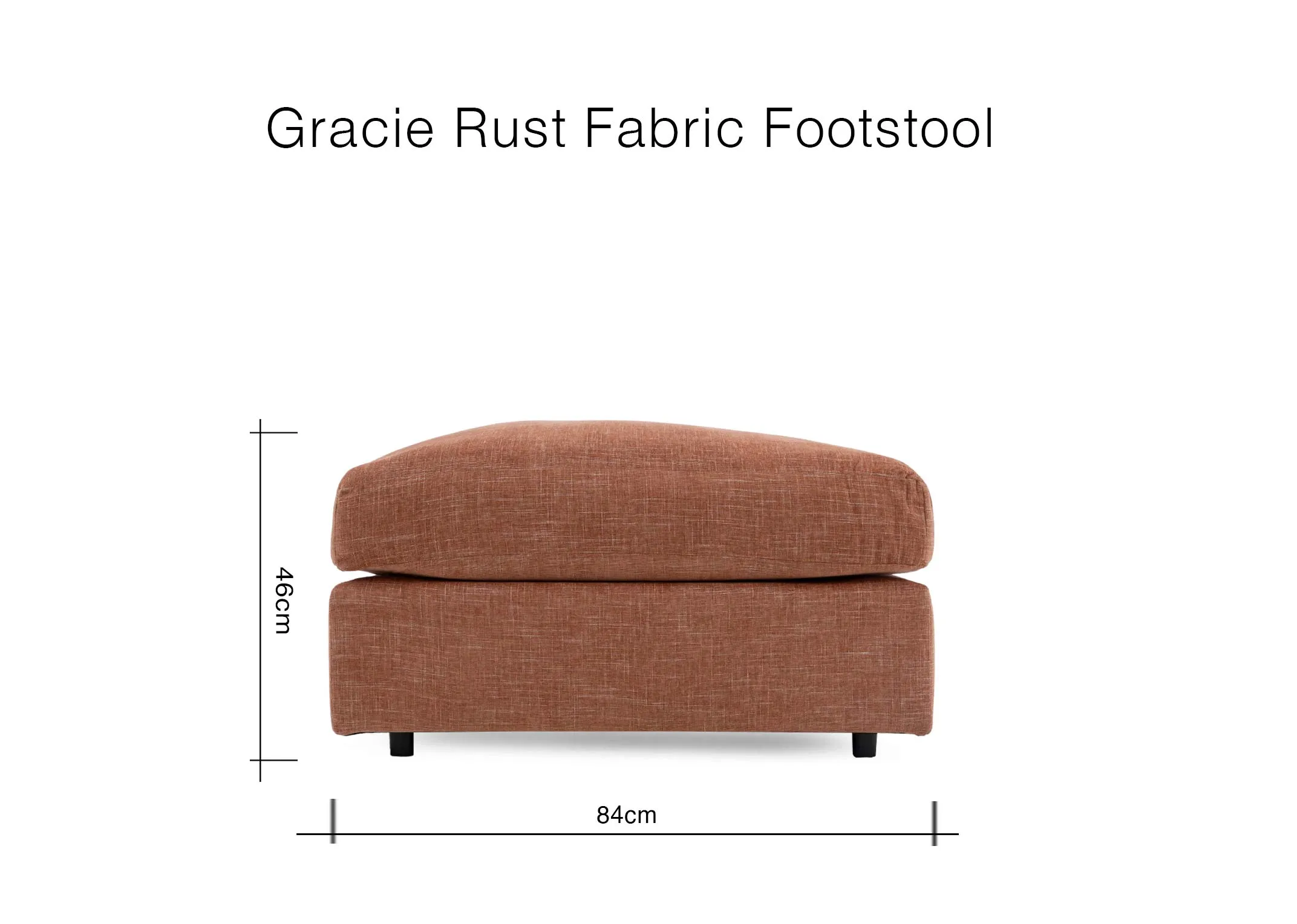 A dimension image of the Gracie Footstool with 84cm x 46cm