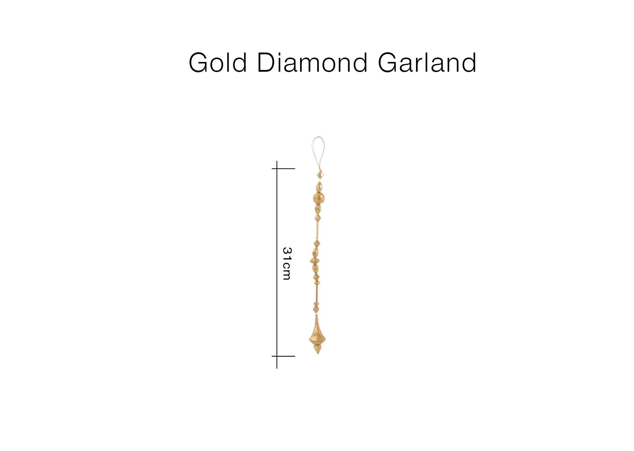A dimension image of the Gold Diamond Garland with 31cm Height