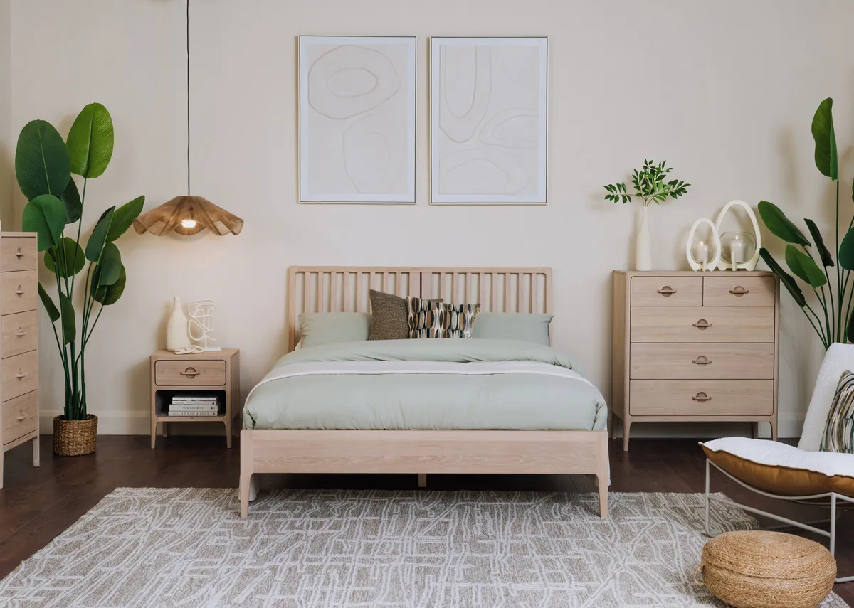 Double (4ft 6) White Oak Bed Frame - Jay