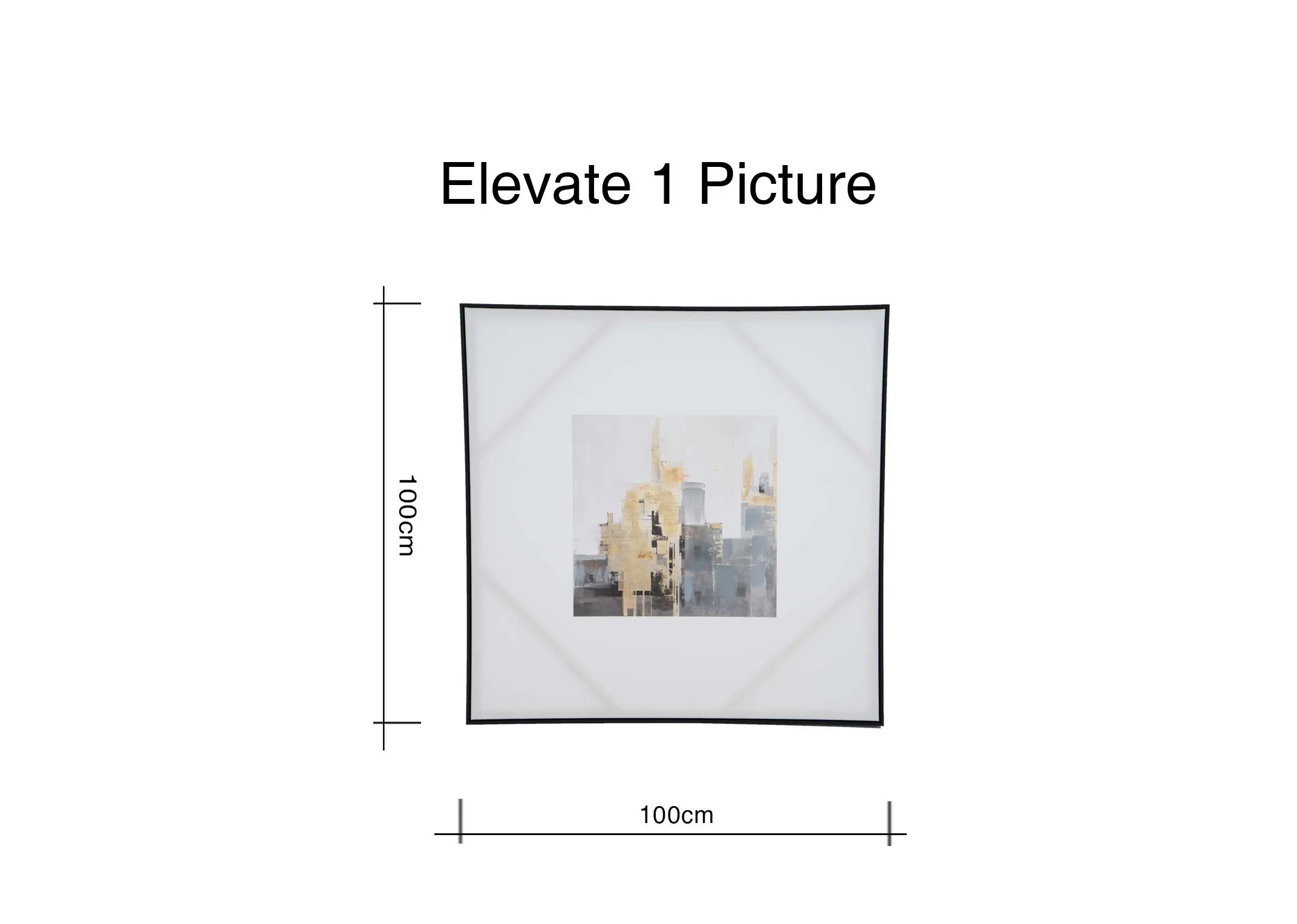 A dimension image of the Elevate 1 Picture with 100cm x 100cm