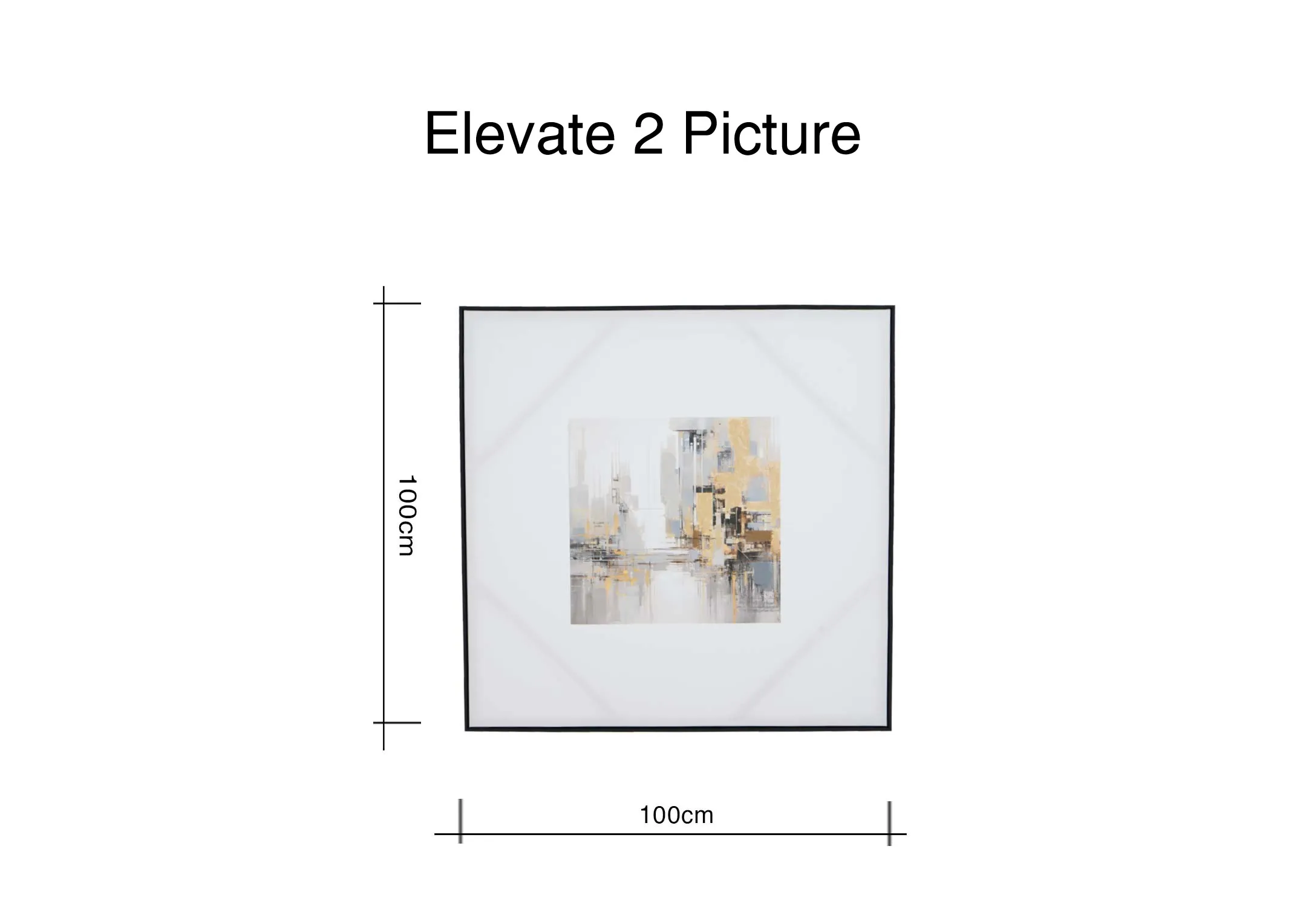 A dimension image of the Elevate Pictrue 2 with 100cm x 100cm