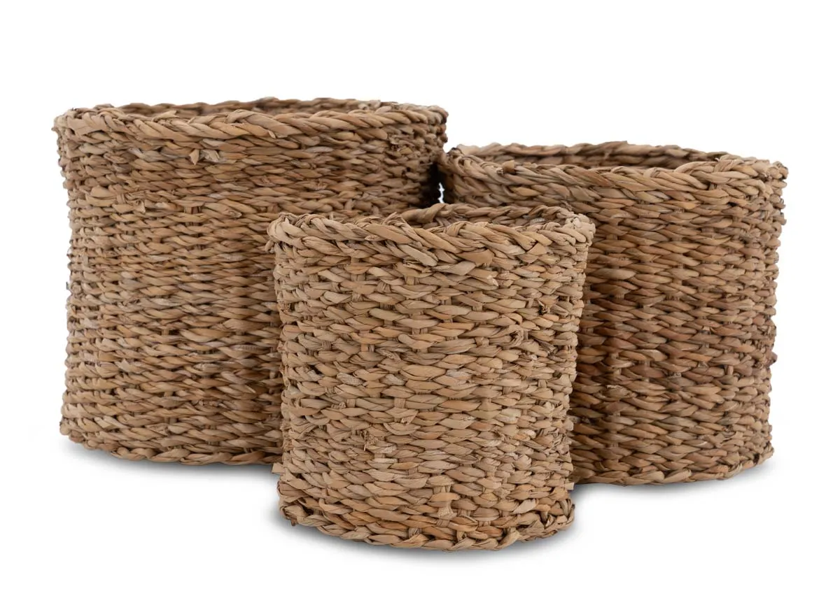 Set of 3 Natural Cylinder Baskets - Caspian