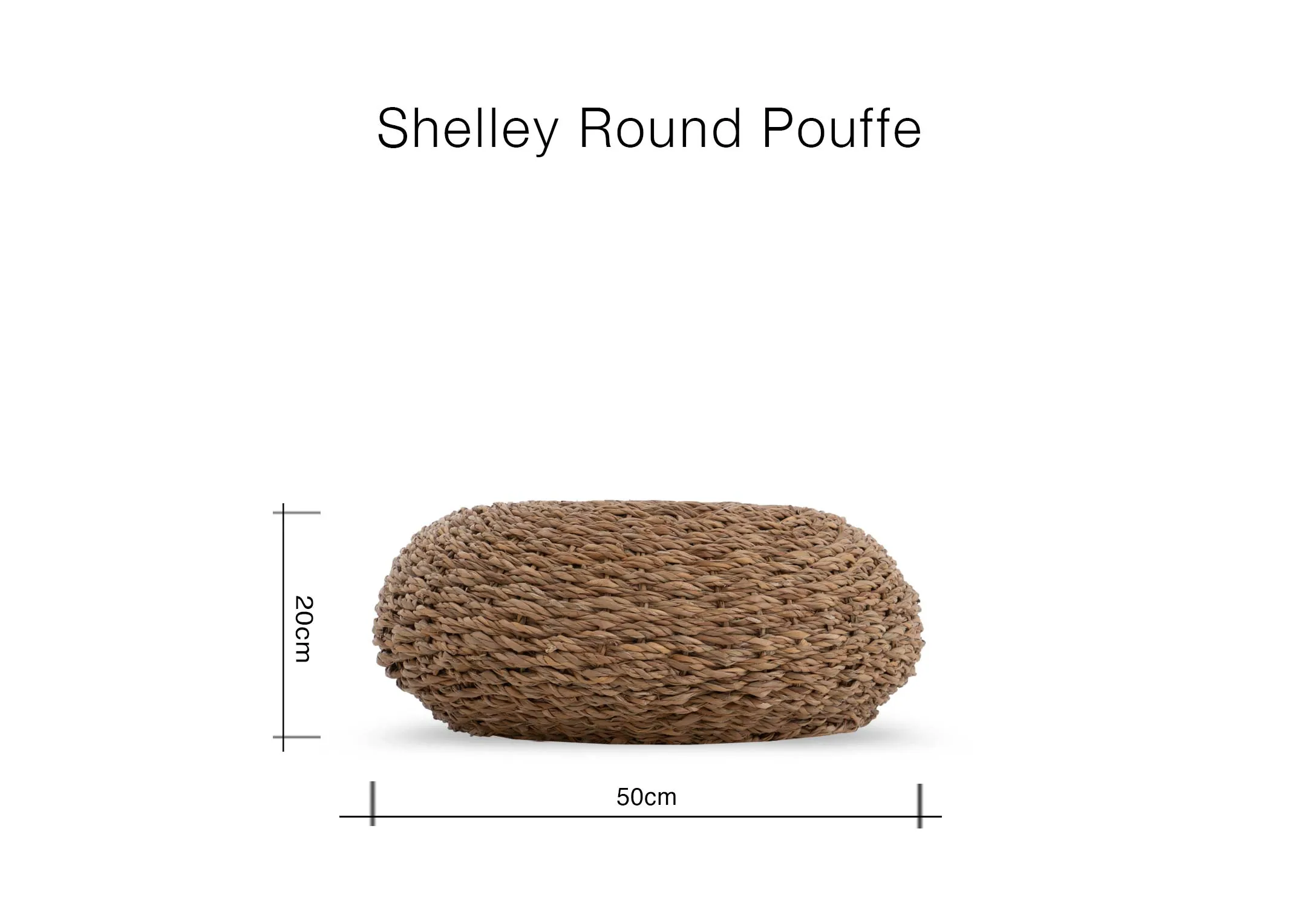 A dimension image of the Shelley Pouffe with 50cm x 20cm