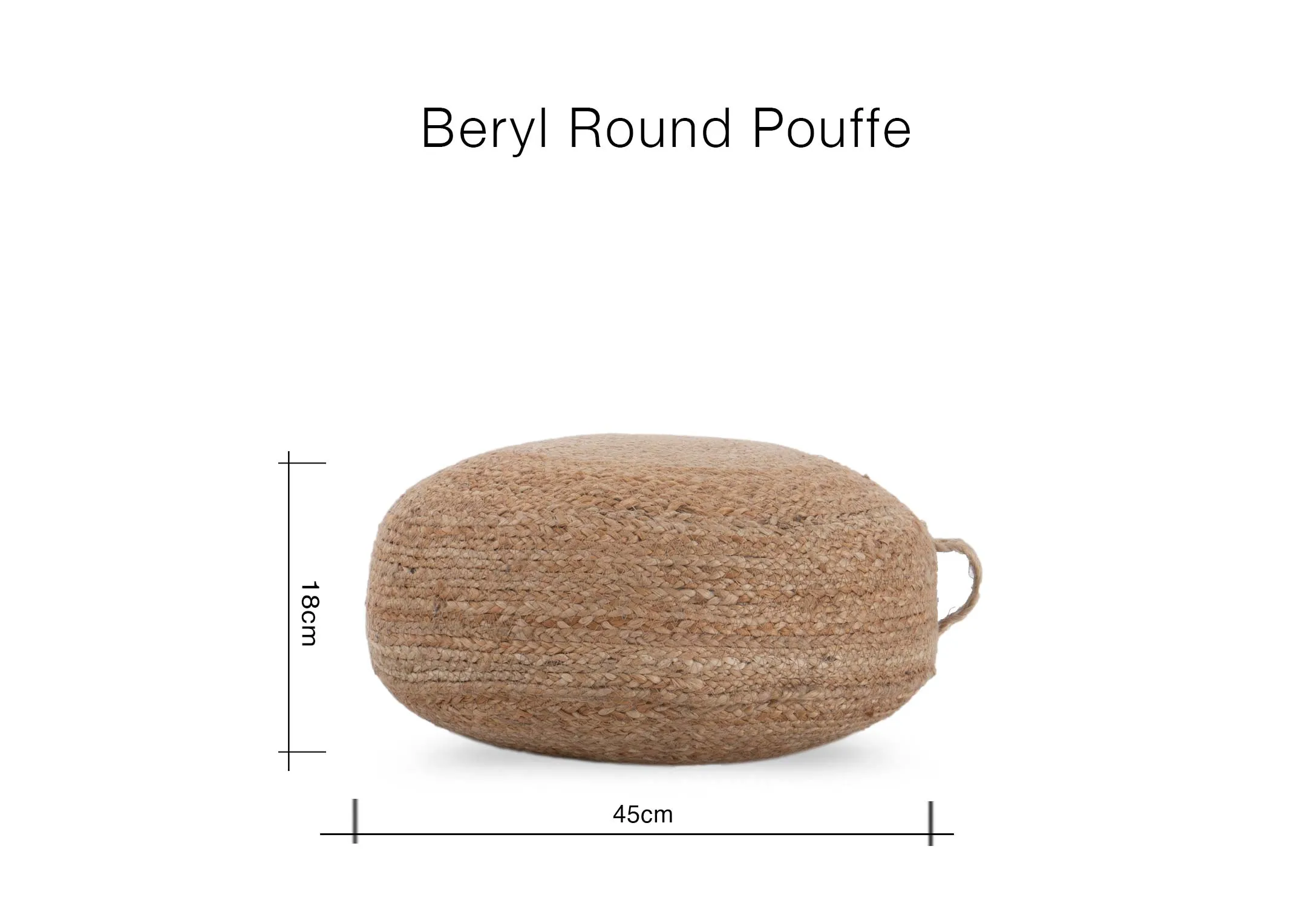 A dimension image of the Beyl Pouffe with 45cm x 18cm