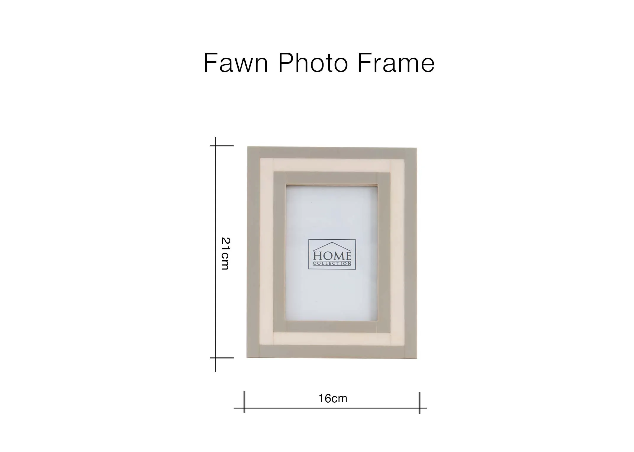 A dimension image of the Fawn Photo frame with 16cm x 21cm