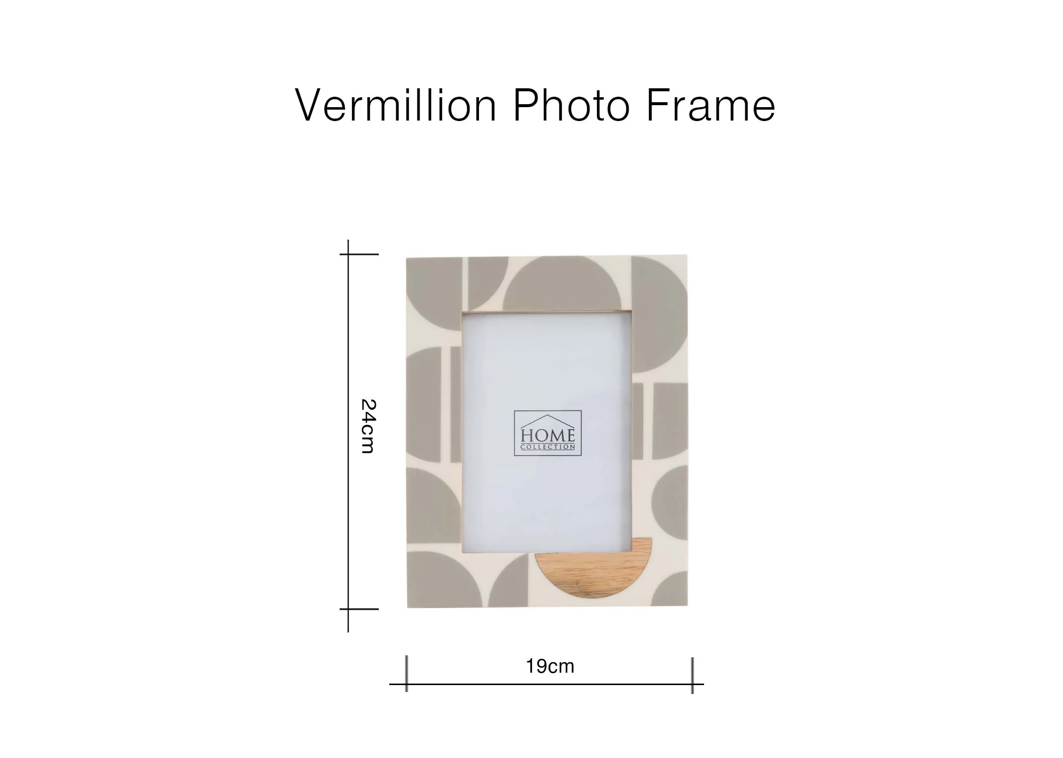 A dimension image of the Vermillion photo frame with 19cm x 24cm