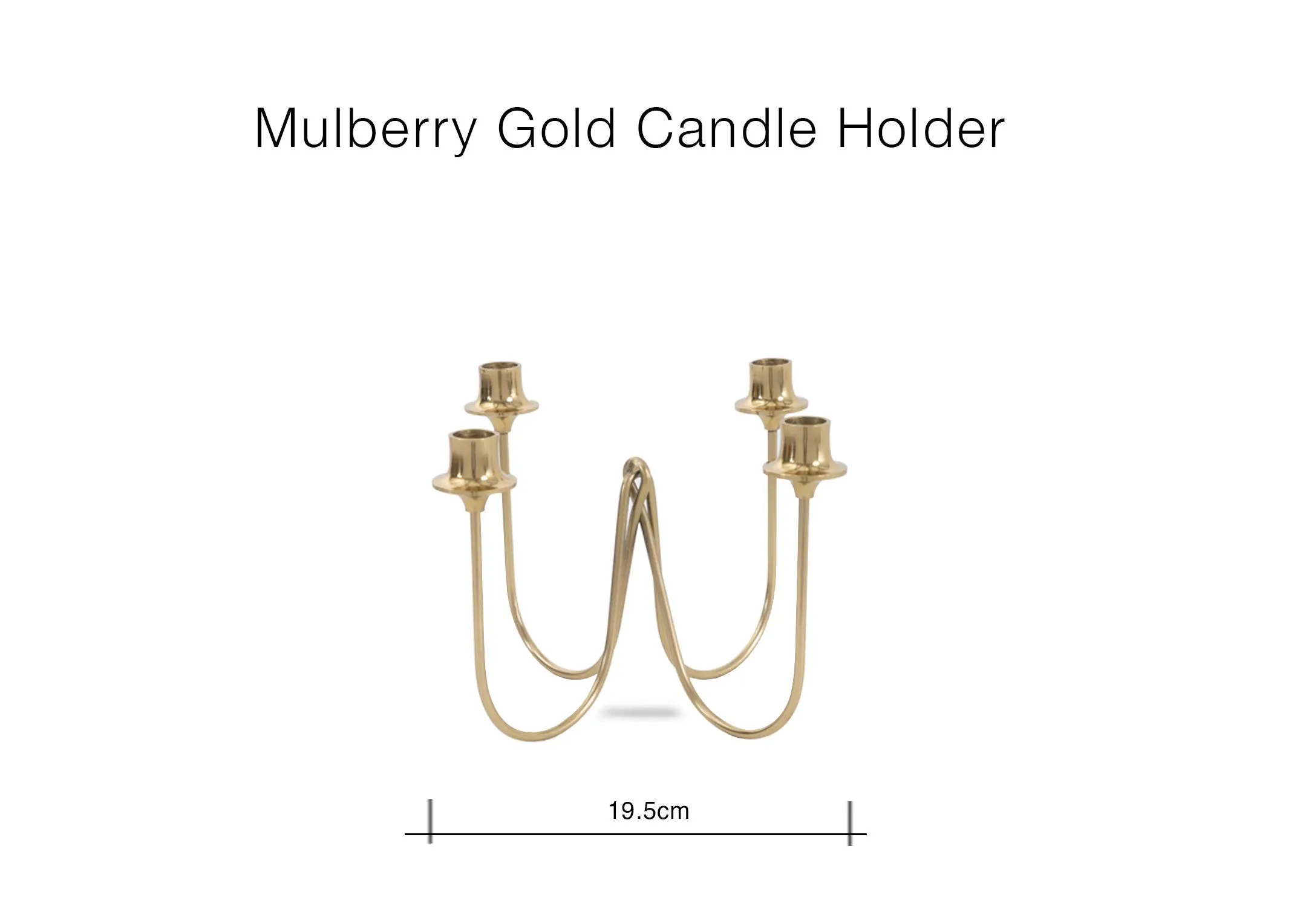 A dimension image of the Mulberry Candleholder with 19.5cm