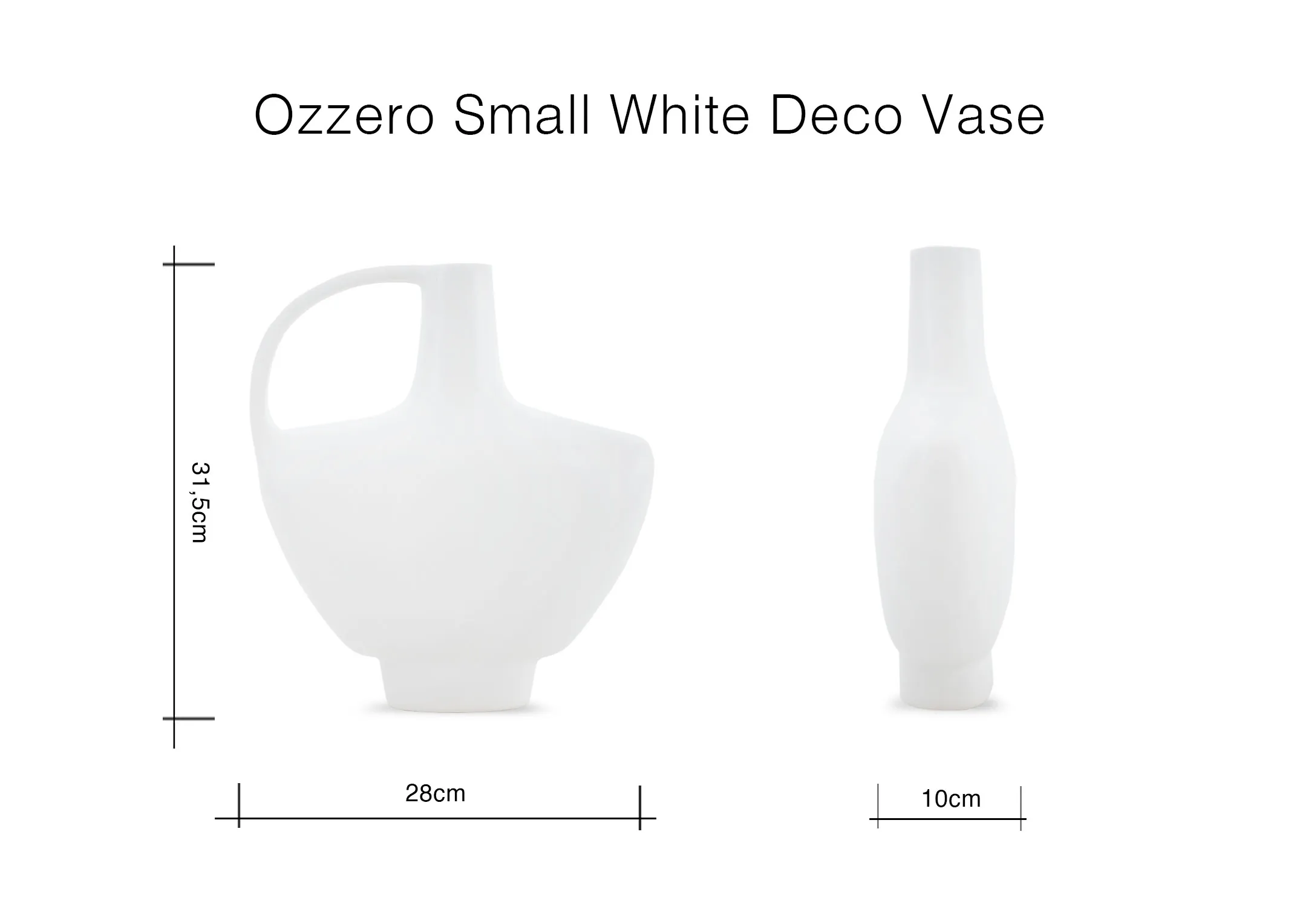 A dimension image of the Ozzero Vase with 28cm x 31.5cm