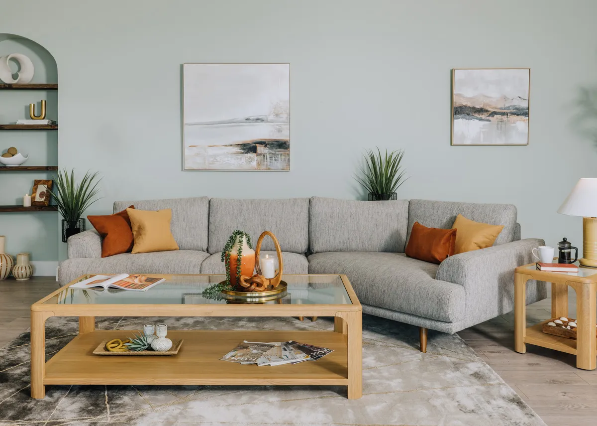 Oak Coffee Table with Glass Top - Gus