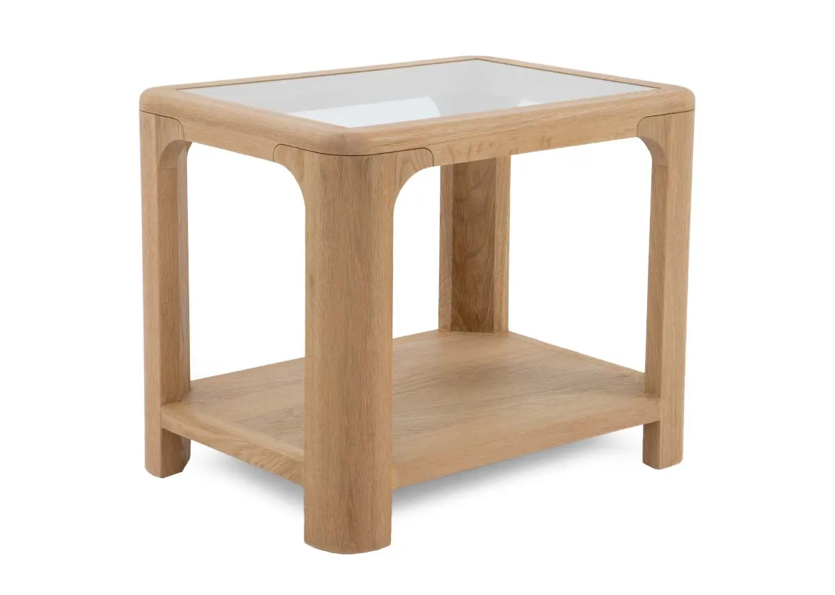 Oak Lamp Table with Glass Top - Gus